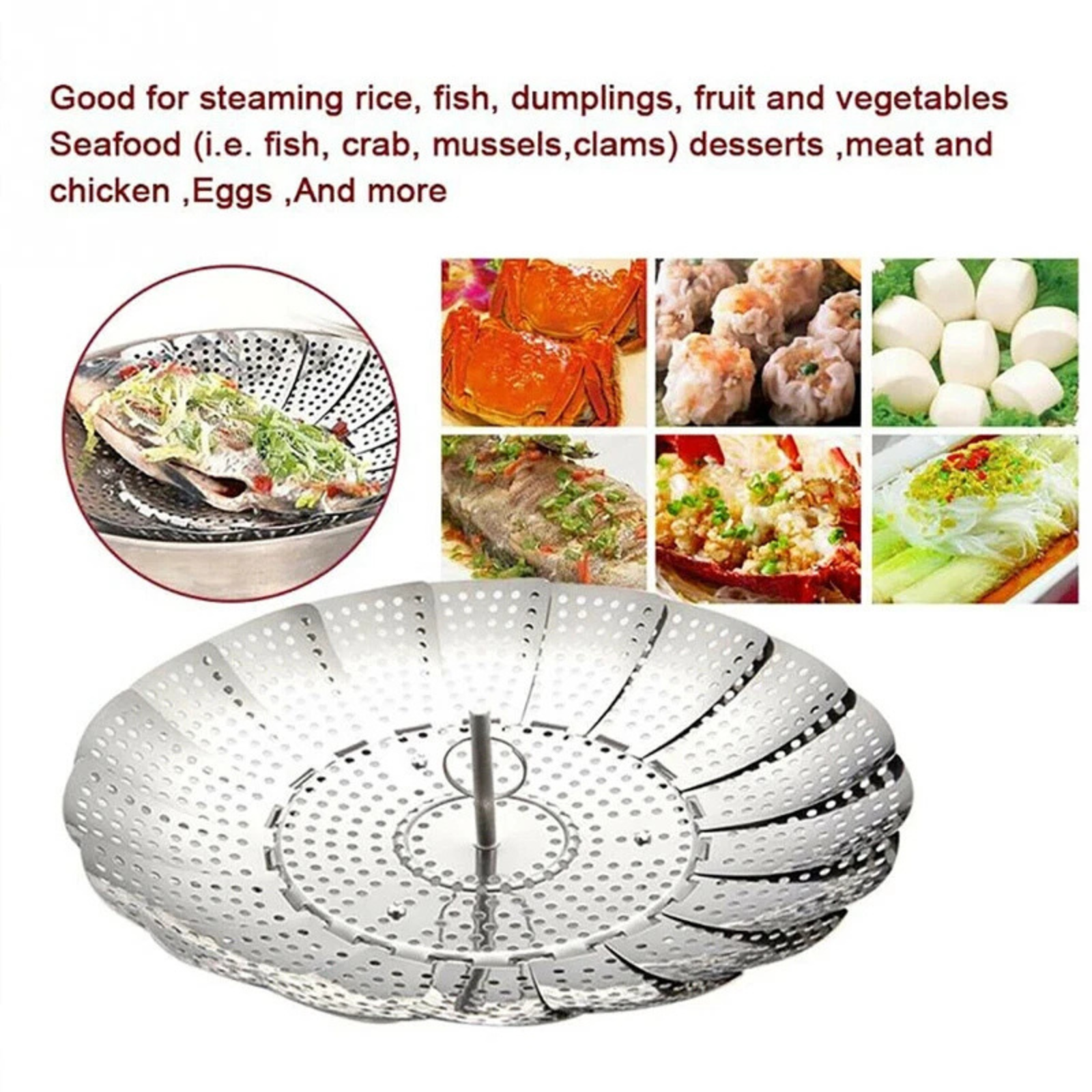 Fruit Rack Buns Cooking Prep Stainless Steel Steamer Tray Kitchen Drain Basket