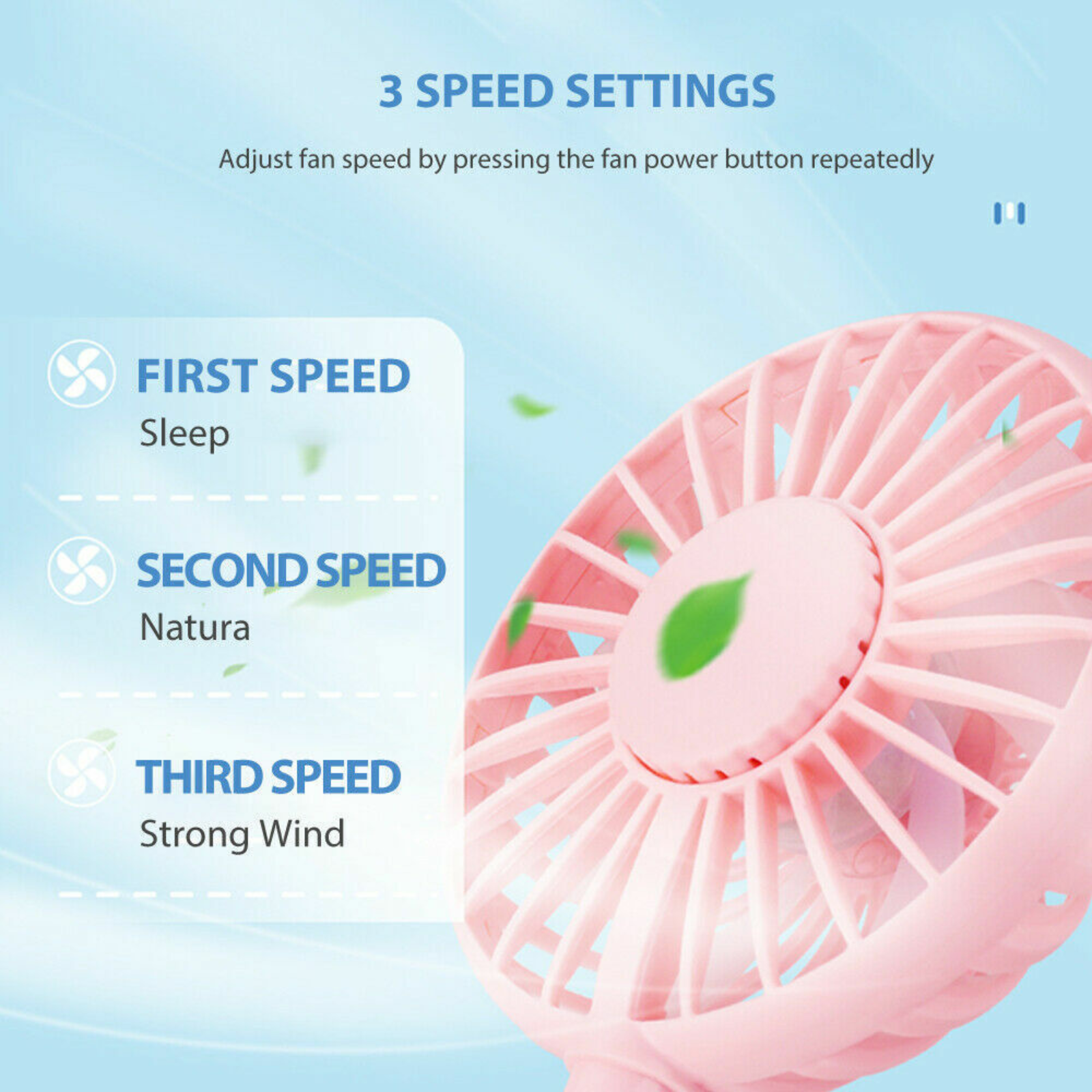 Mini Fan Travel USB Rechargeable Portable 360° Clip On Desk Car Cooling Pink