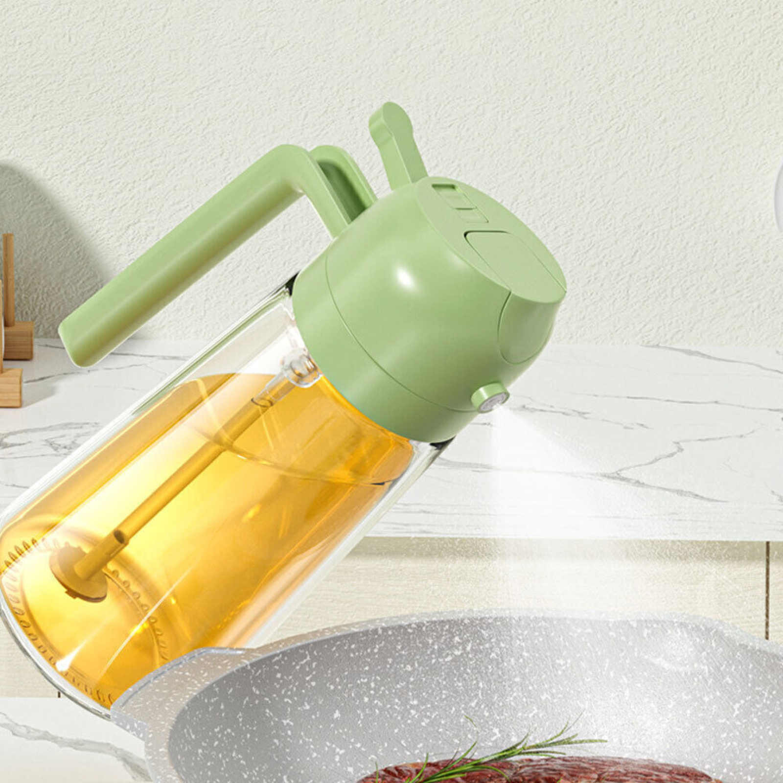 Cooking Baking BBQ Spray Bottle Kitchen Tool 2IN1 Oil Sprayer Dispenser Green