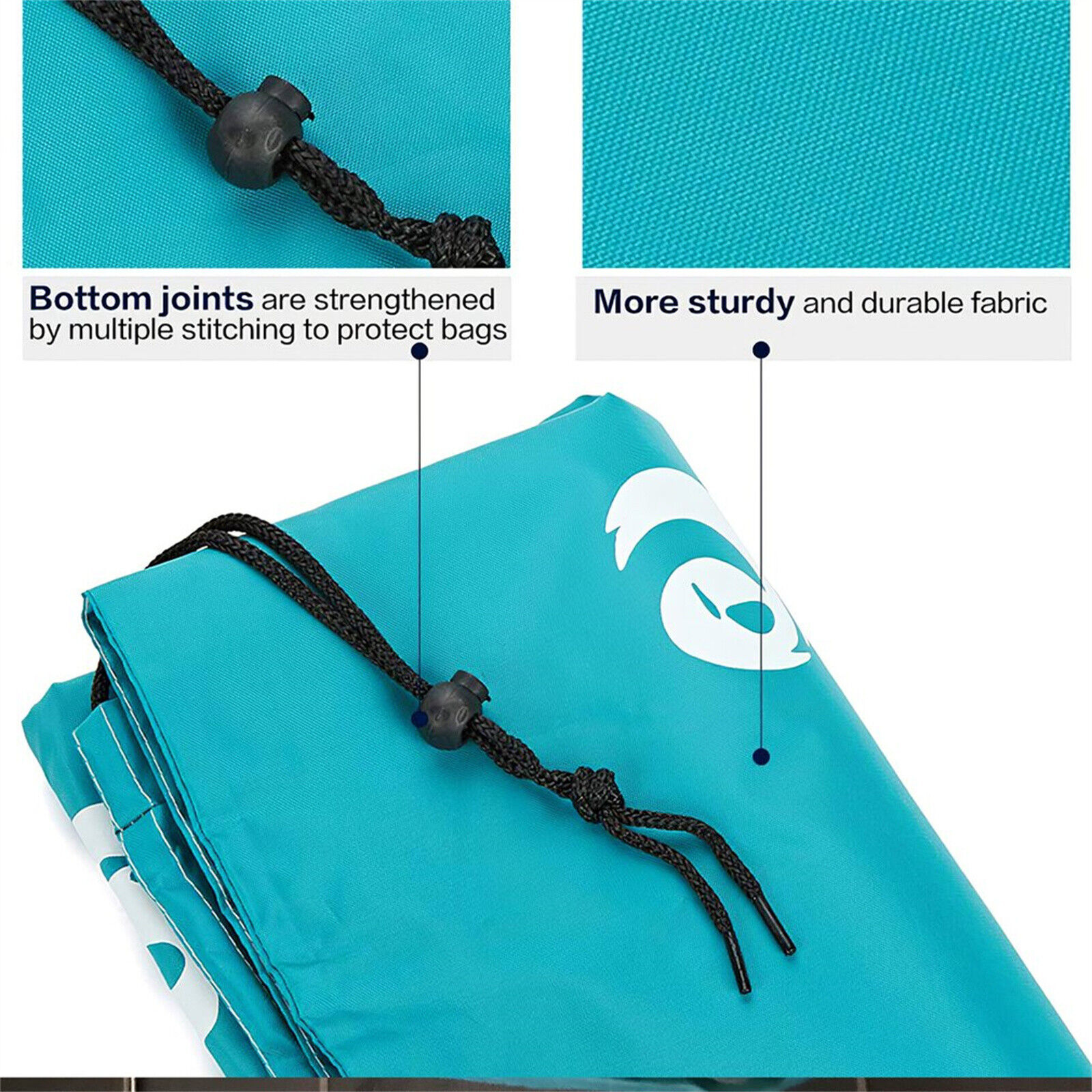 Blue Travel Dirty Clothes Large Laundry Bag Camping Drawstring Closure