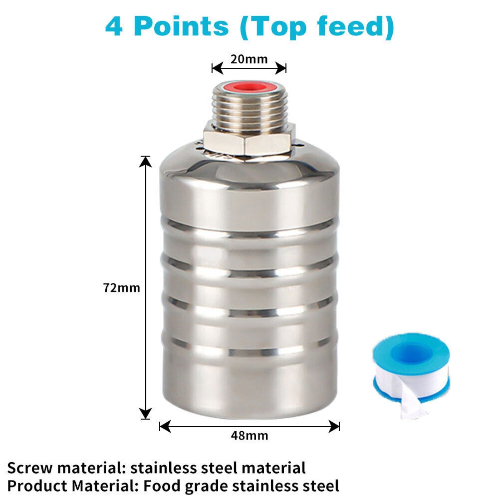Fully Automatic Water Level Control Valve 4 Point Inlet Straight Stainless Steel
