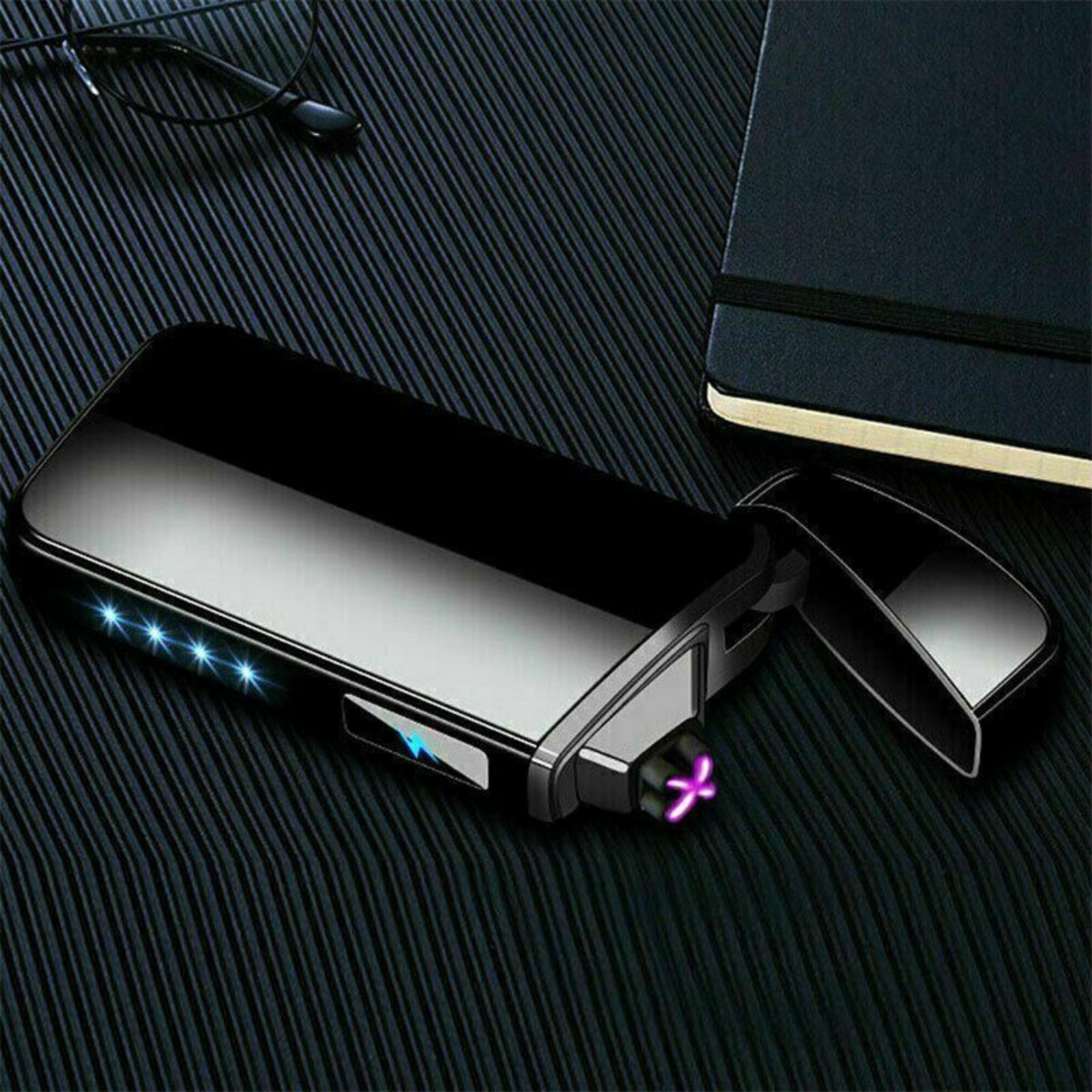 Electric Flameless Windproof Lighter Rechargeable USB Dual Arc Plasma
