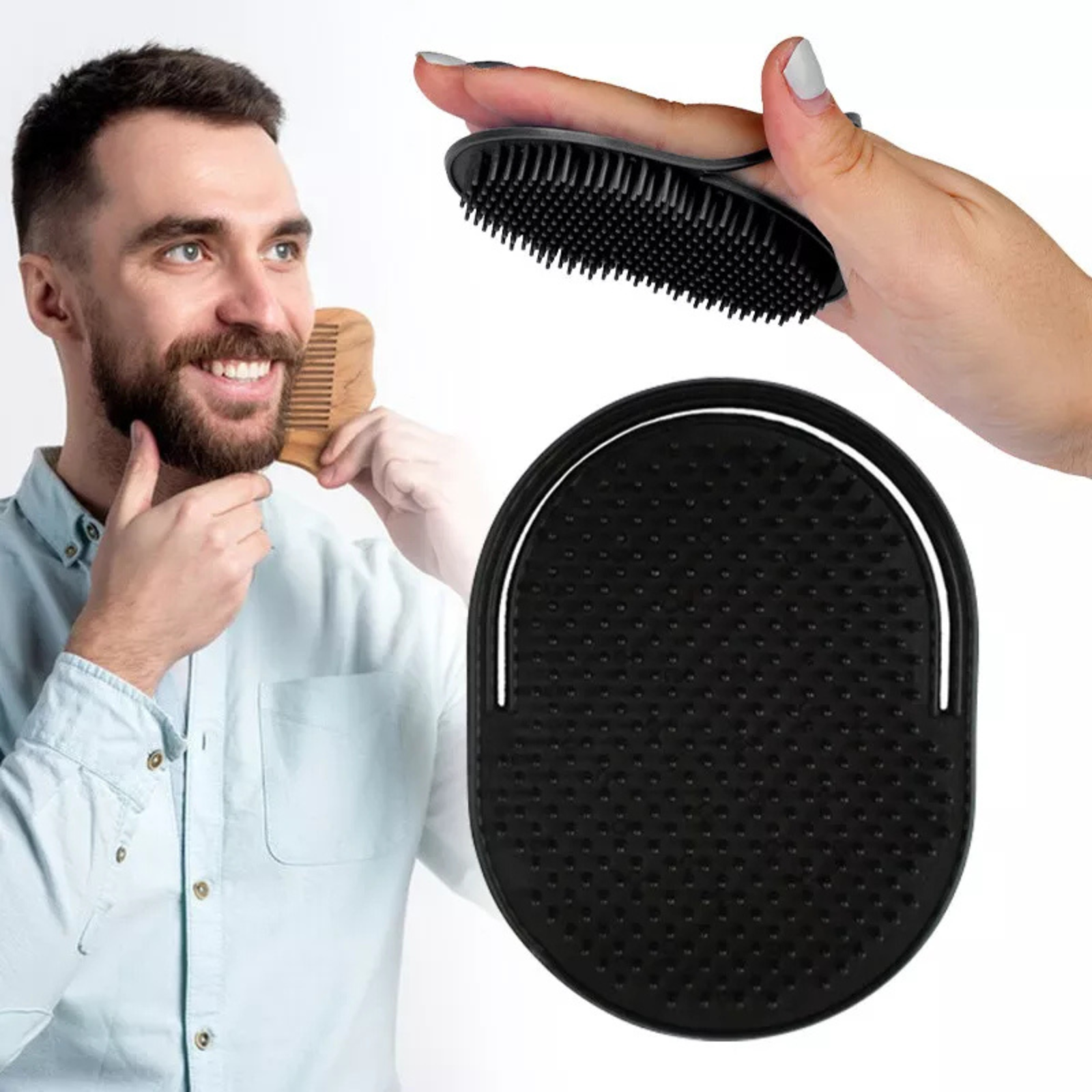 Comb Exfoliate Remove Dandruff 3x Palm Comb Hair Scalp Massager Shampoo Brush