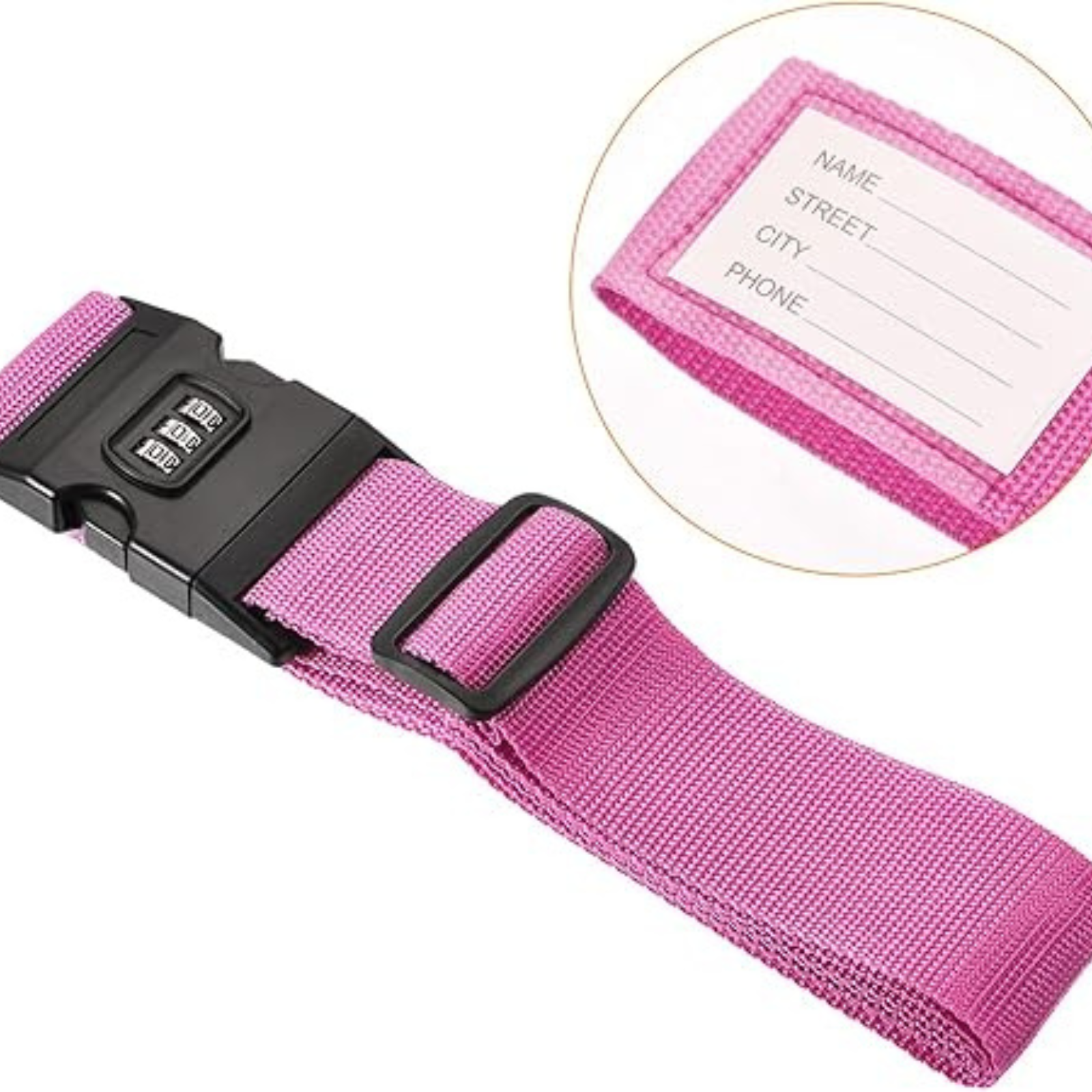 Packing Belt Lock Safe Nylon Luggage Strap Code Password Travel Suitcase Pink