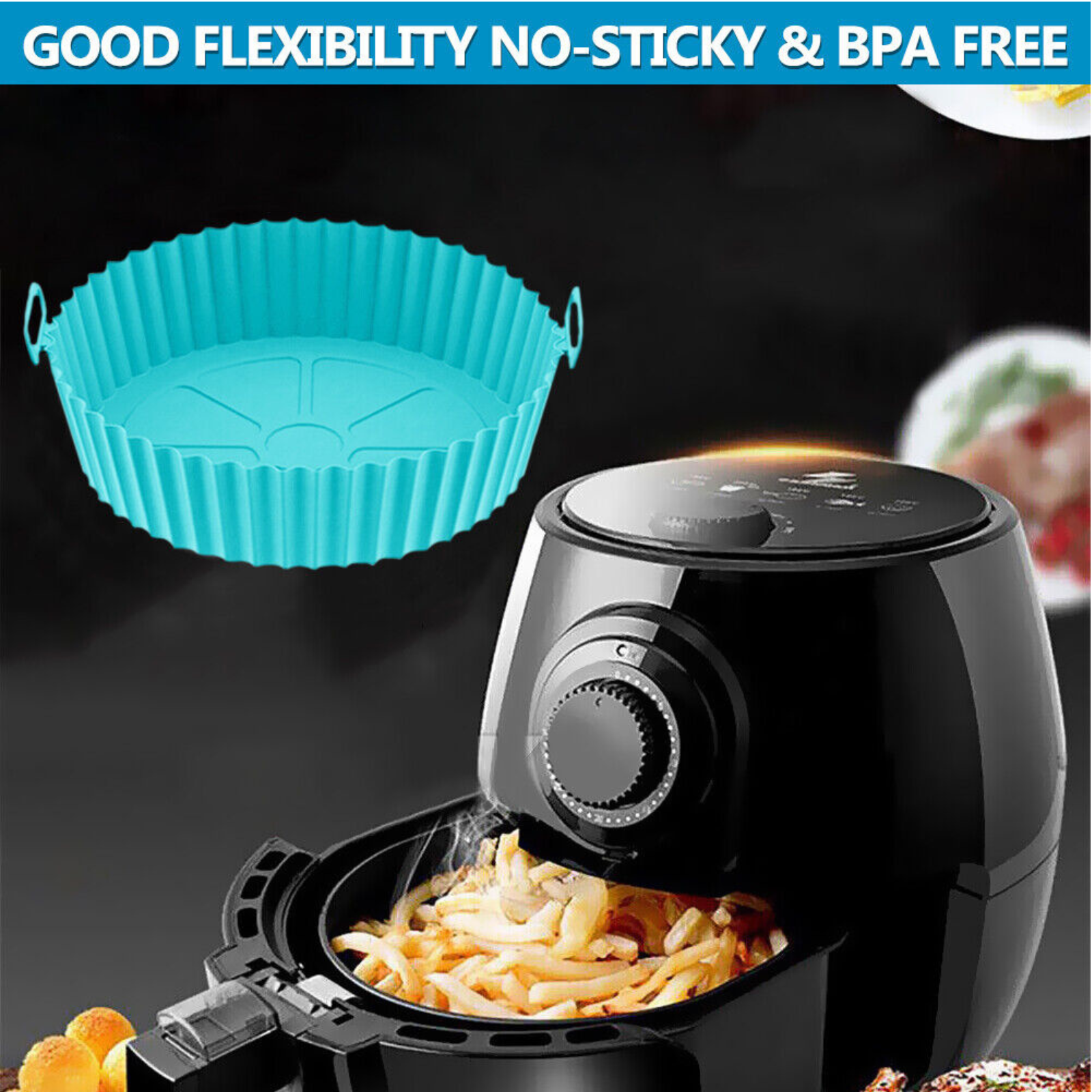Non-stick Reusable Air Fryer Silicone Pot Air Fryer Basket Liner Green
