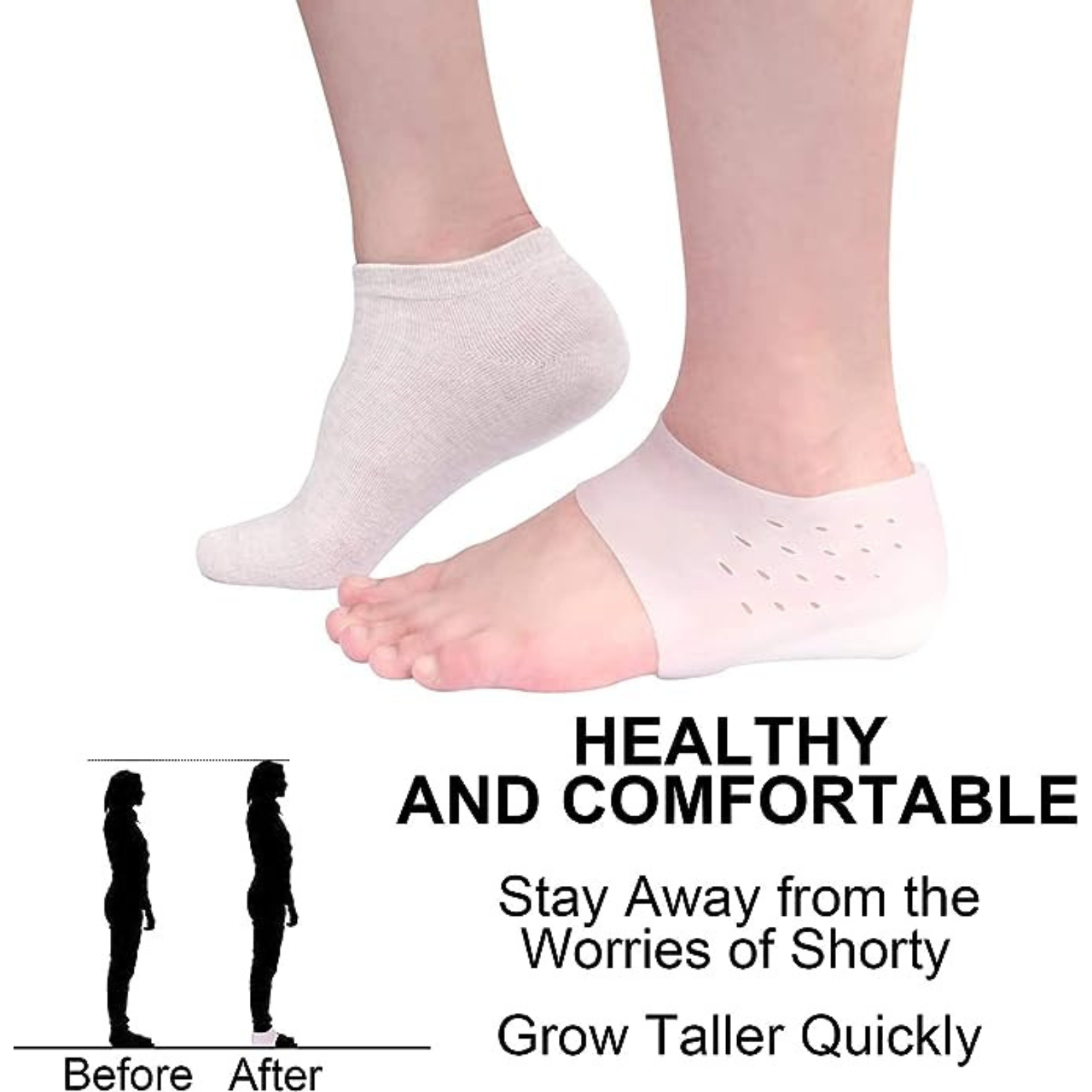 Increase Insole Pain Relieve Sock Liners Invisible Height Lift Heel Pad