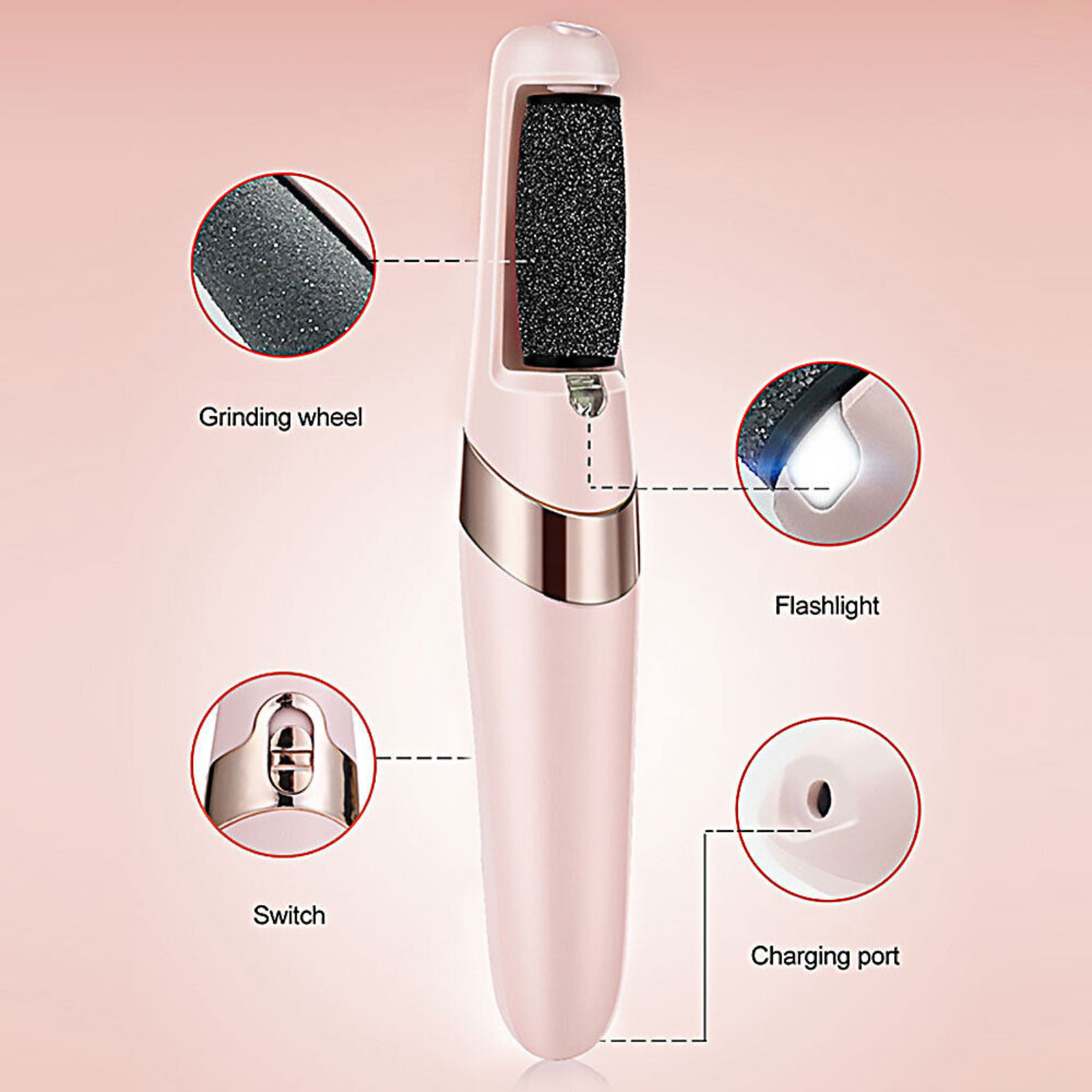 Foot Grinder File Vacuum Hard Portable USB Electric Skin Callus Remover Machine