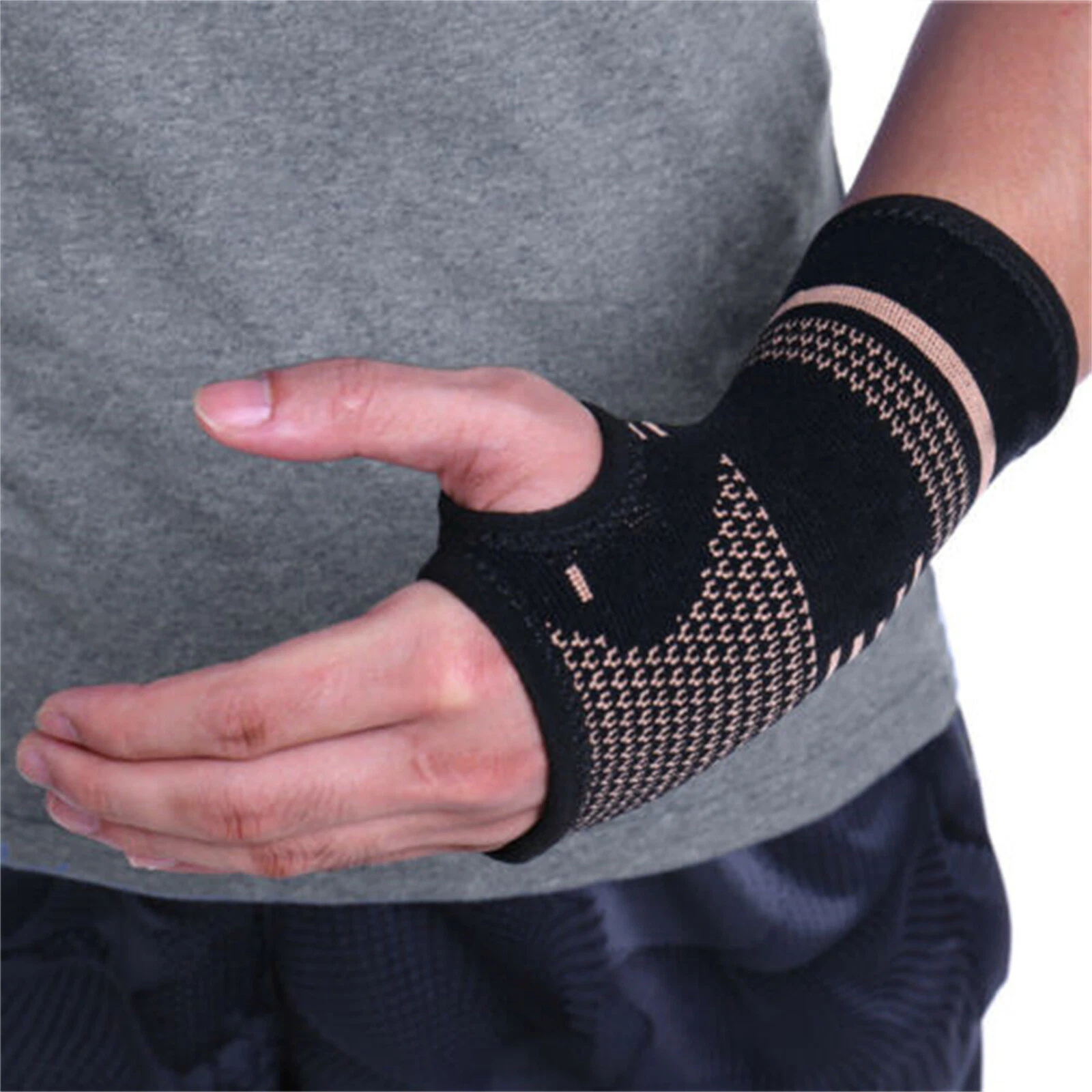 Copper Wrist and Hand Brace Support Carpal Tunnel Glove M 1x