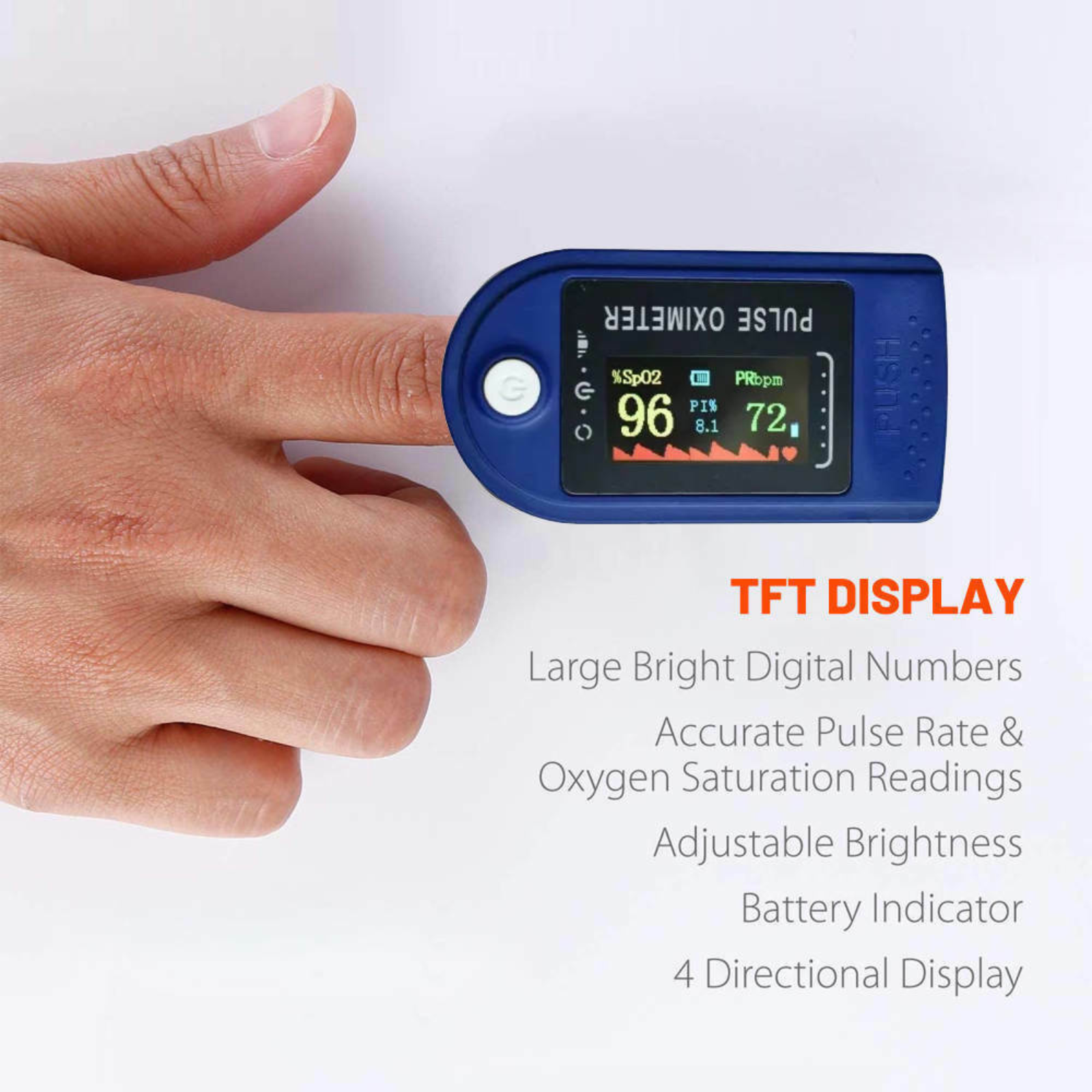 Oximeter Blood Oxygen Saturation Professional Finger Pulse Heart Rate Monitor
