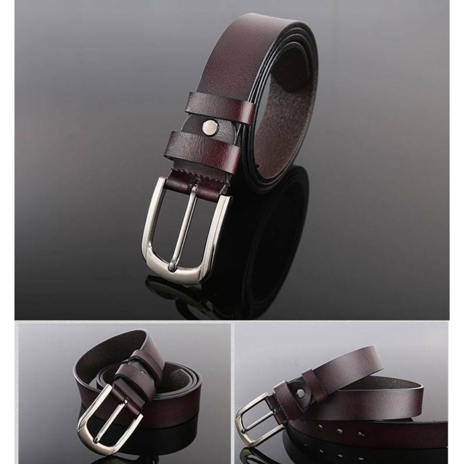 Coffee 38" Leather Men's Belt Retro Trend New Quality Genuine Full Grain