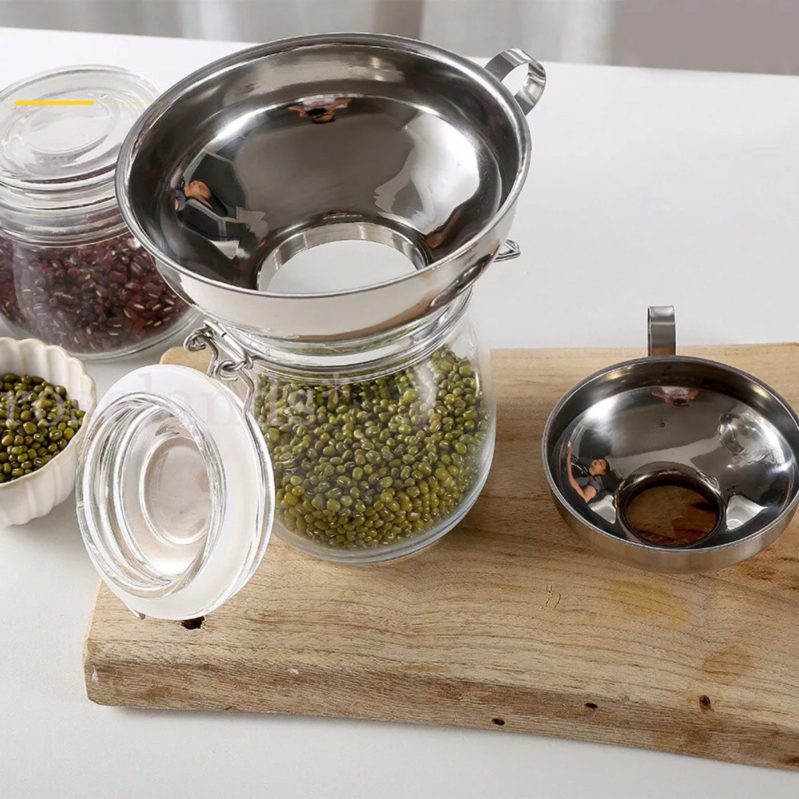 Detachable Mouth Canning Kitchen Stainless Steel Funnel Hopper Filter Small