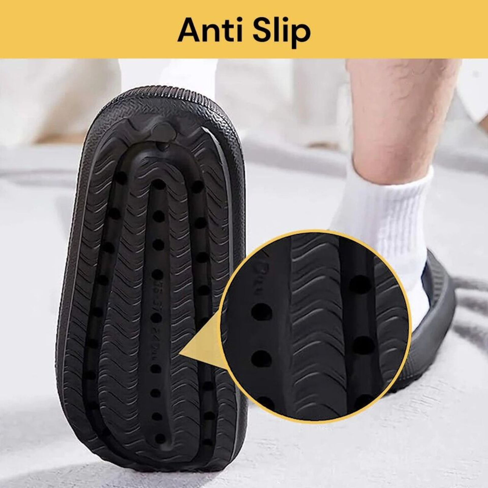 Anti-Slip Extra Soft Indoor PILLOW SLIDES Ultra-Soft Slippers Black 44-45