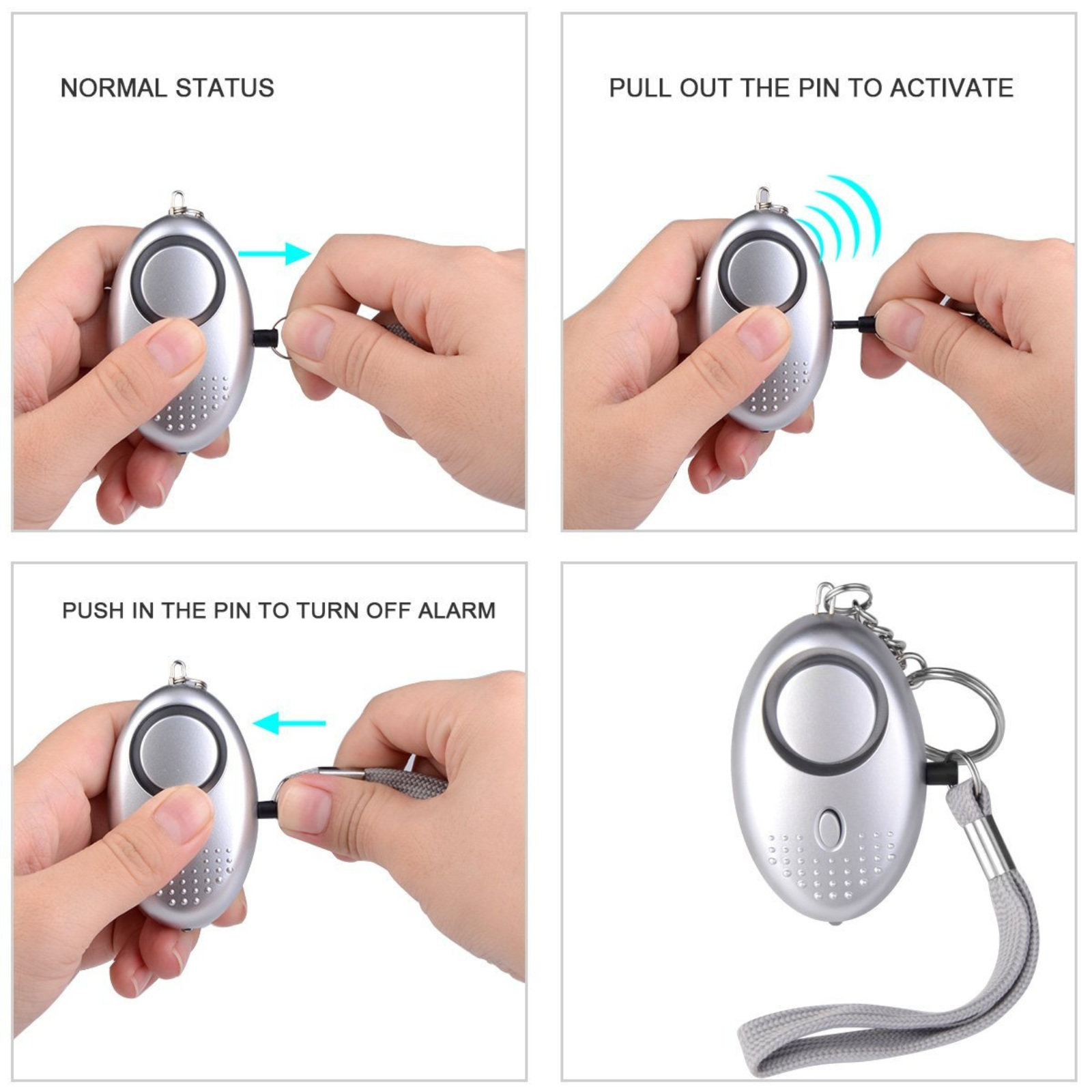 Emergency Alert Torch Rape Attack Panic Security 140dB Personal Alarm Keychain