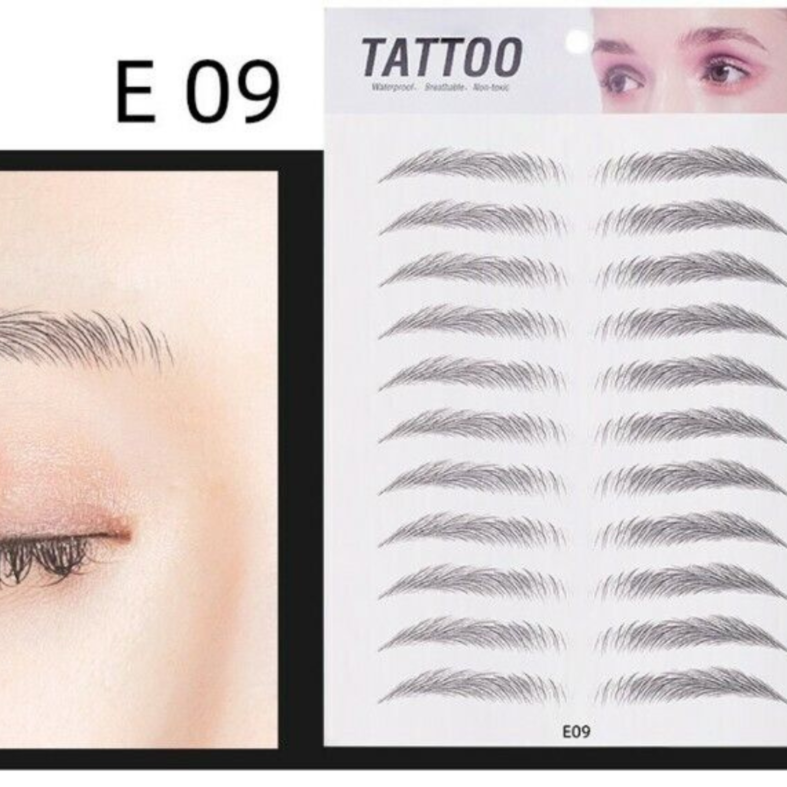 Authentic Hair-like Stick-On Eyebrow Sticker Waterproof No.9 Black