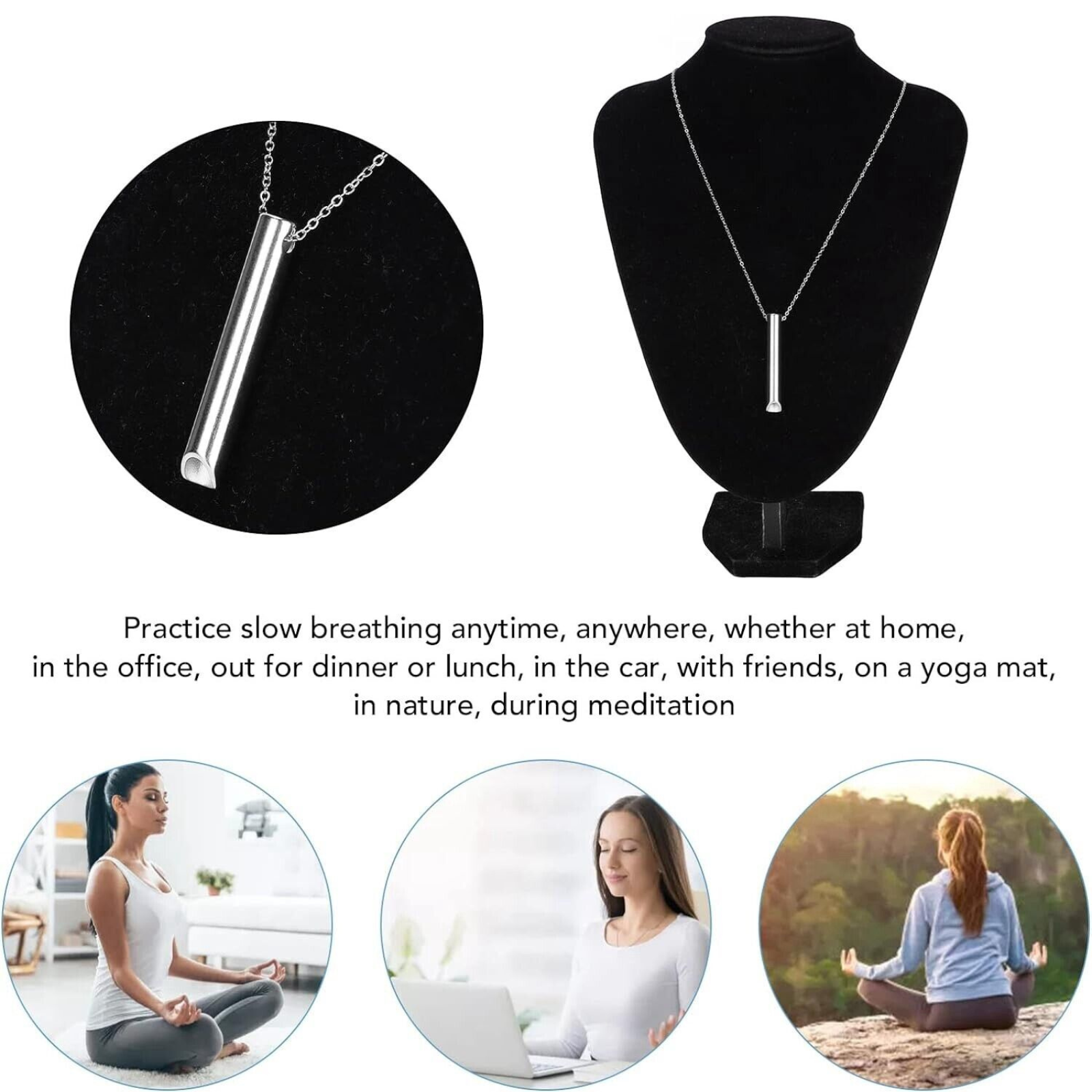 Silver Breathlace Necklace Quit Smoking Anxiety Breathing Necklace Stress Relief
