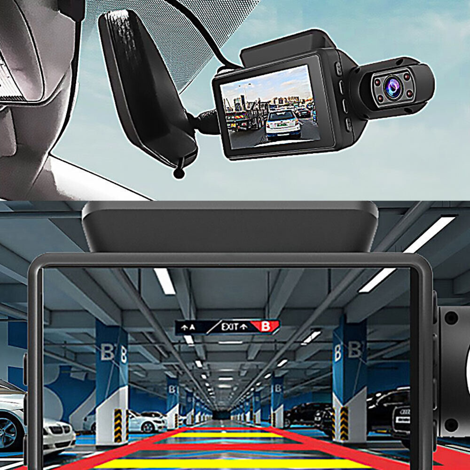 Dash Cam Front And Rear Video Recorder Camera G-Sensor HD 1080P Car DVR 3" Lens