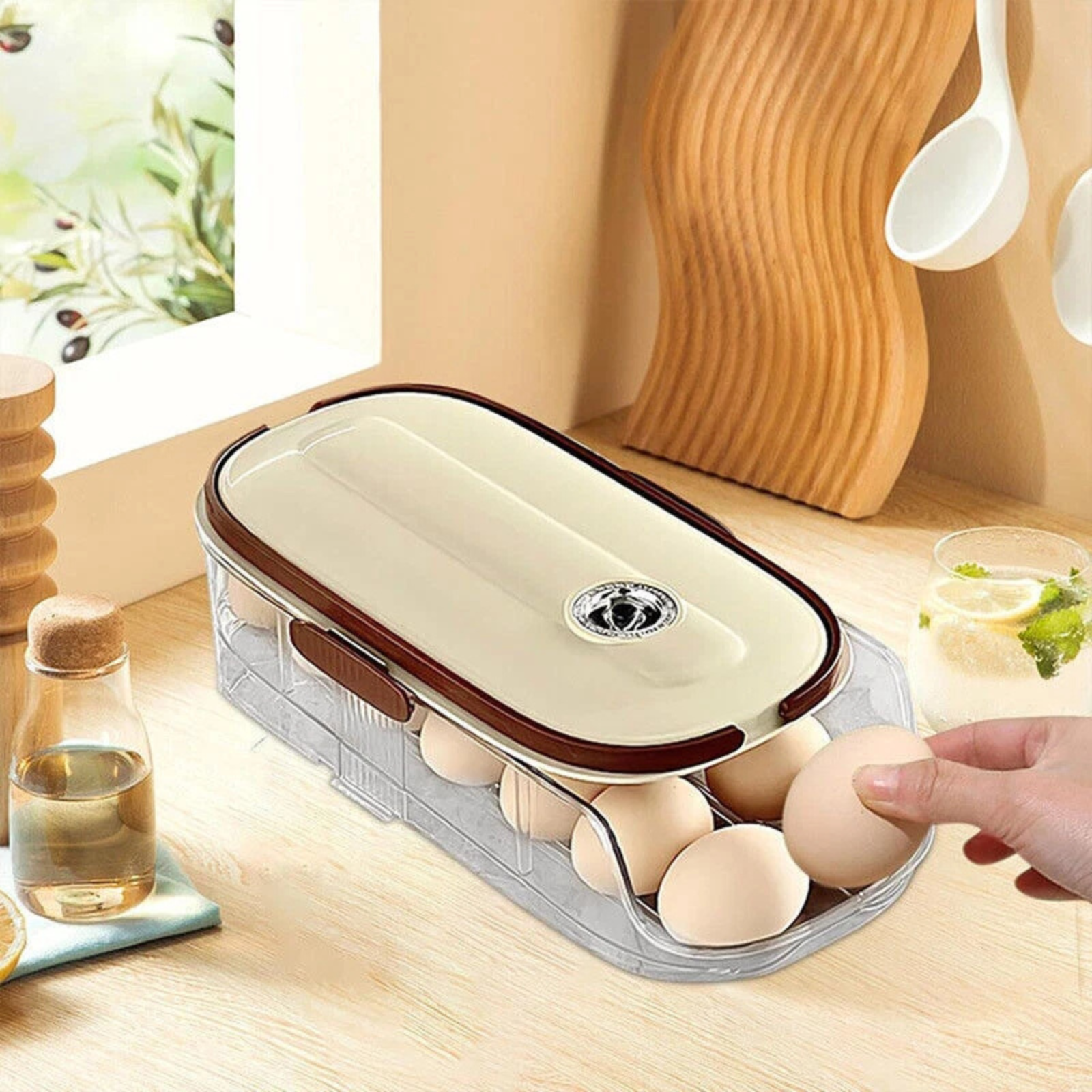 Home Egg Carton Kitchen Storage Organizer Compact Space Saving Holder