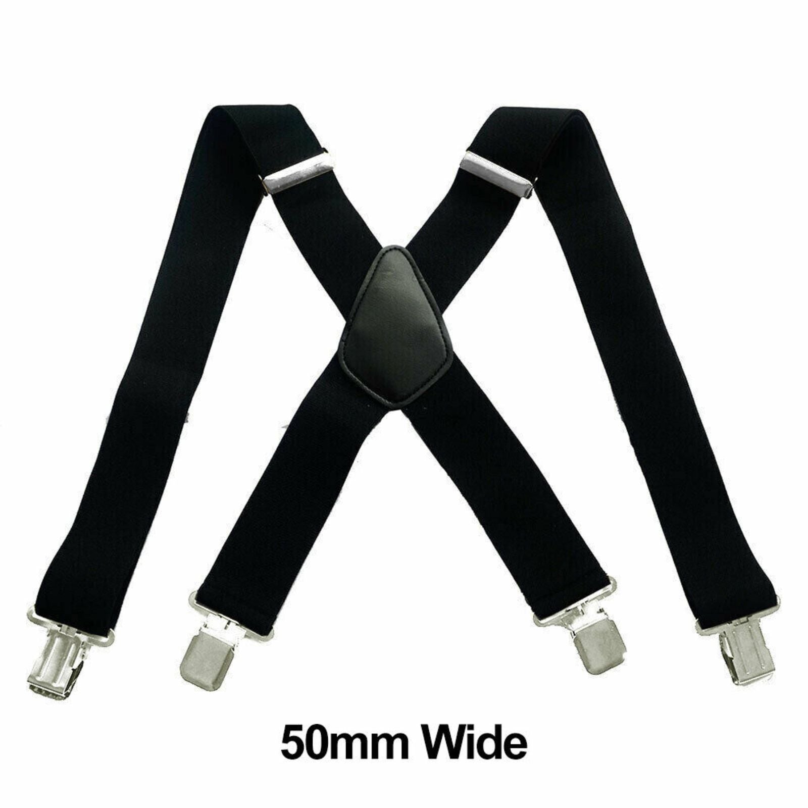Adjustable Elastics Suspenders Clip On Men's Braces Trouser 50mm Extra Wide