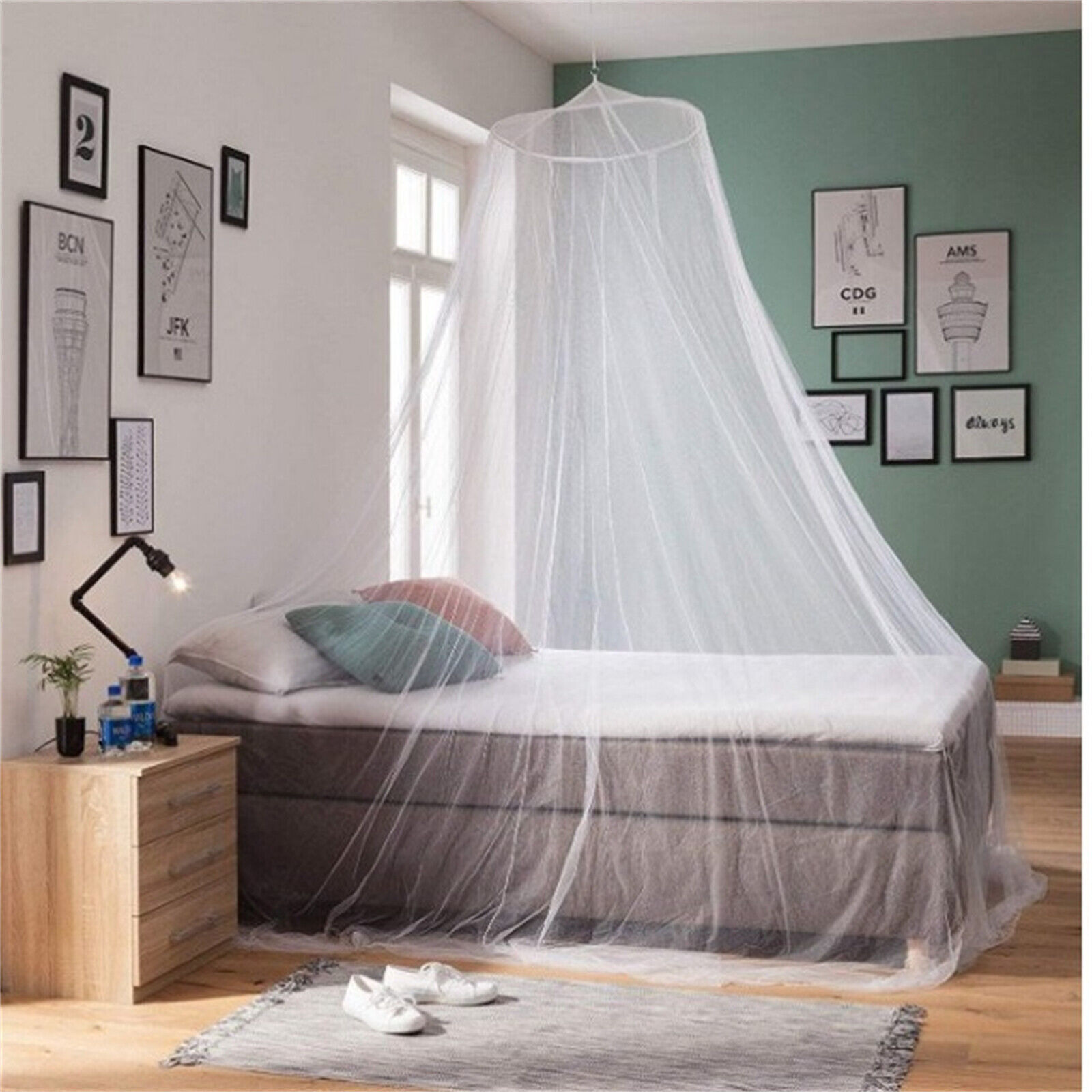 White Bed Curtain Dome Stopping Mosquito Net Double Single Queen Canopy