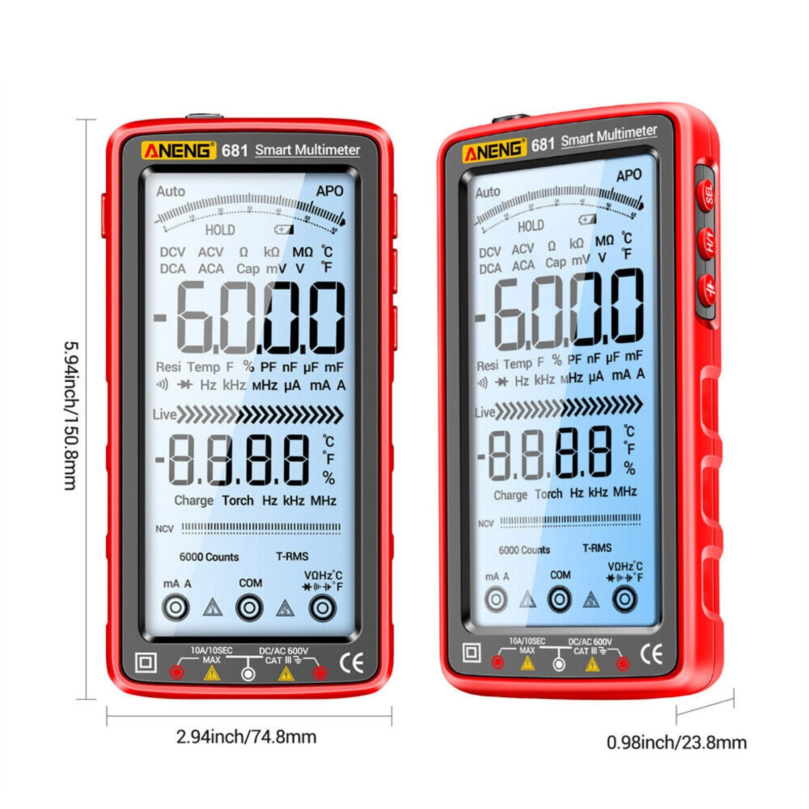 Digital Multimeter Rechargeable Voltage Tester 6000 Counts Smart Multi Meter