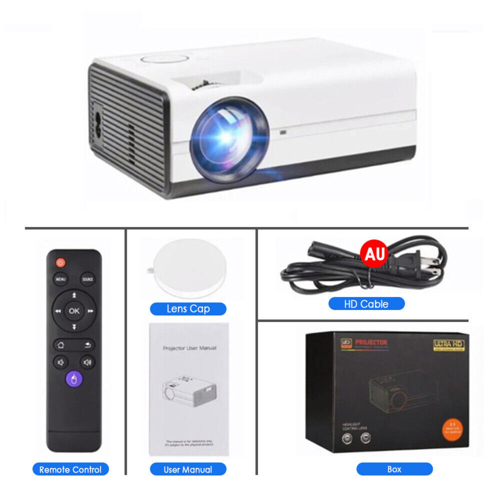 4K 1080P Support 5G WiFi Bluetooth Android Projector Outdoor Home Cinema HDMI AV