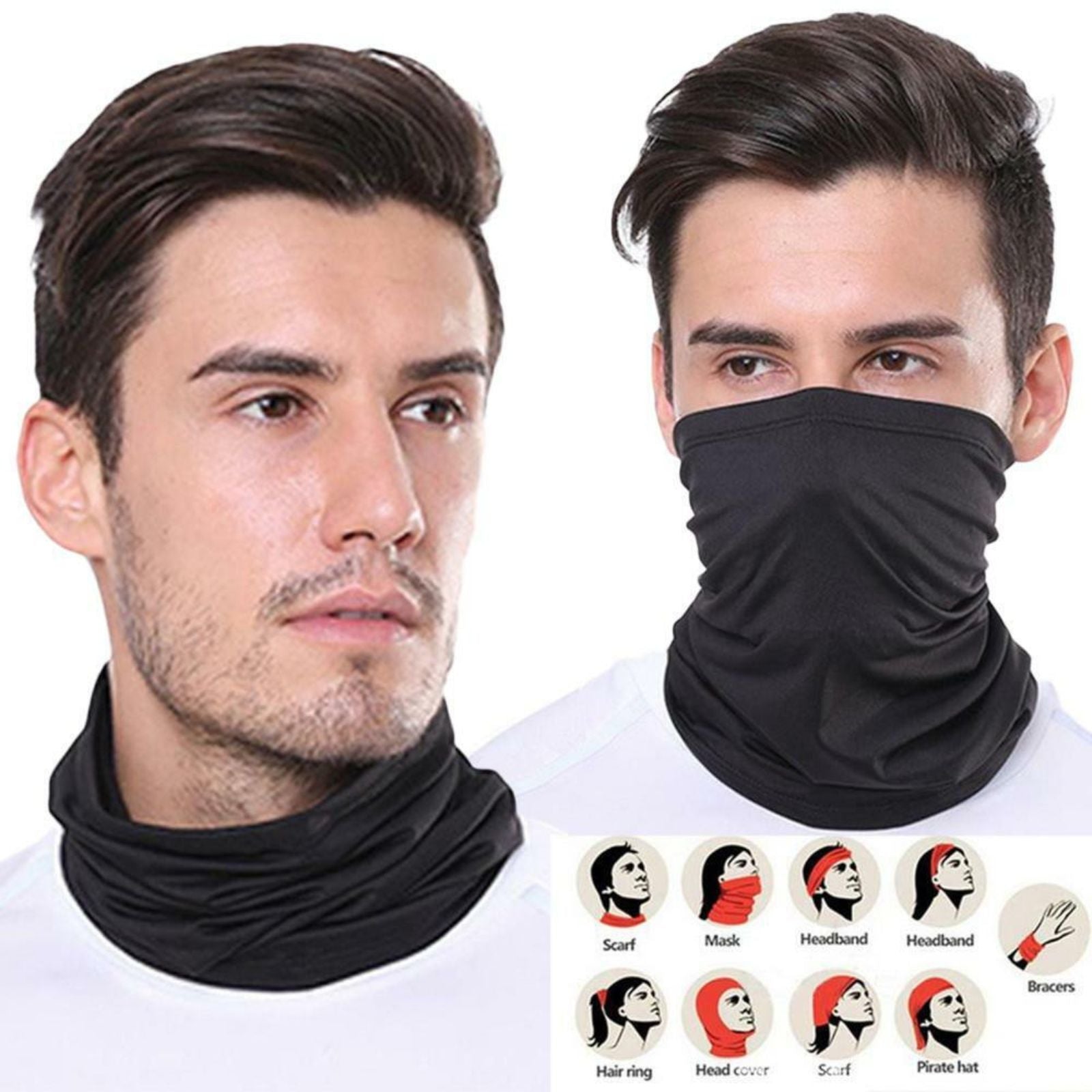 Face Mask Shield Gaiter Black Fishing Balaclava Scarf Snood Cycling Neck Warmer