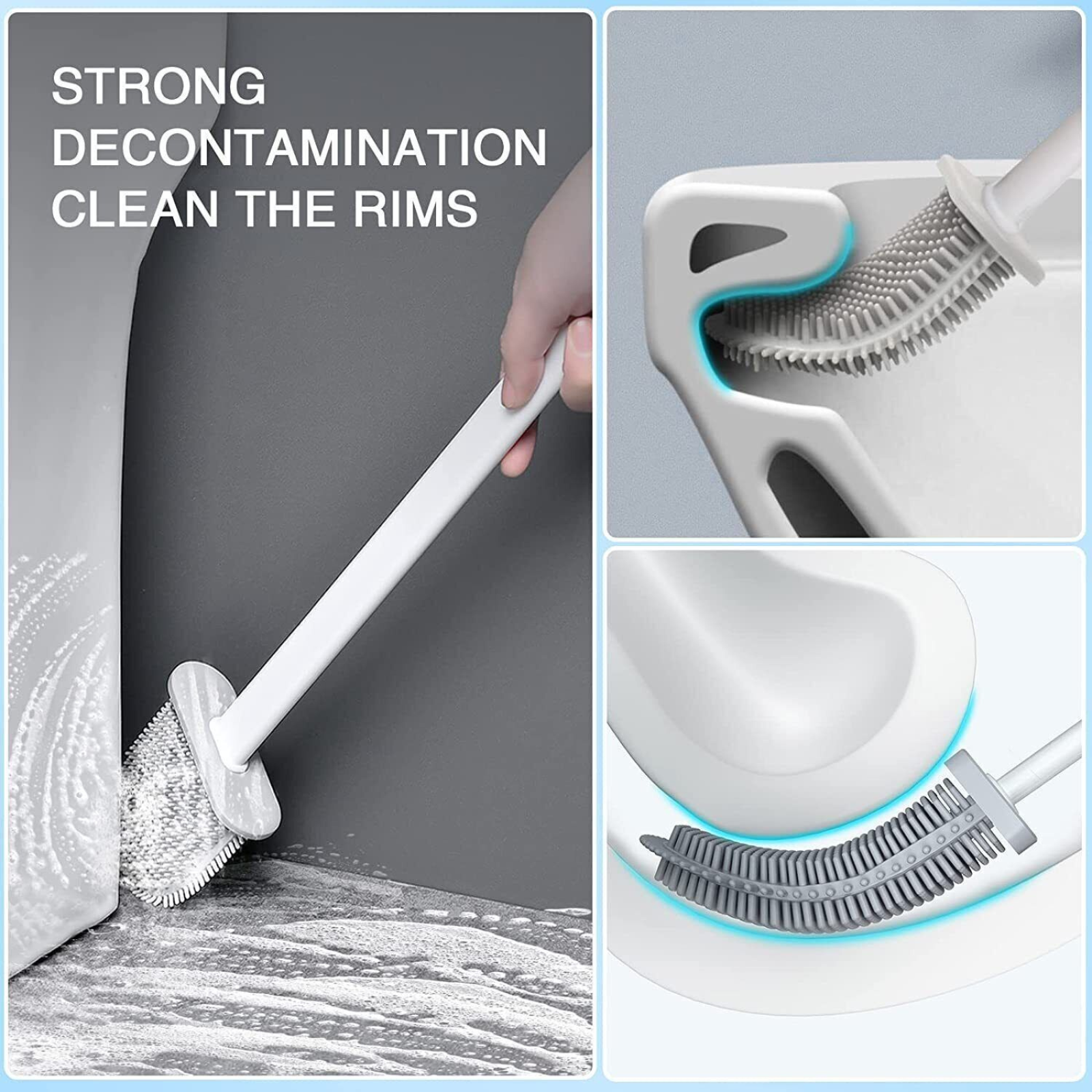Creative Cleaning Set Bathroom Silicone Bristles Toilet Brush With Holder