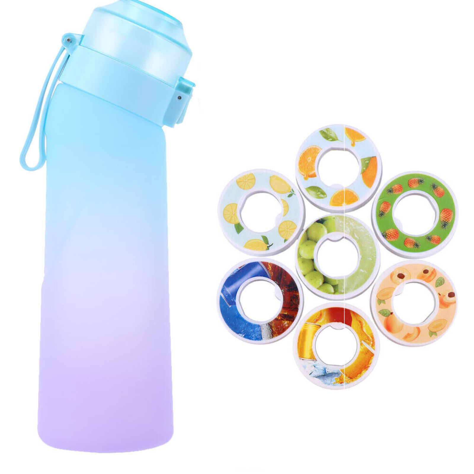 7 Fruit Fragrance Bottle Flavored Taste Pods 650Ml Water Bottle Blue