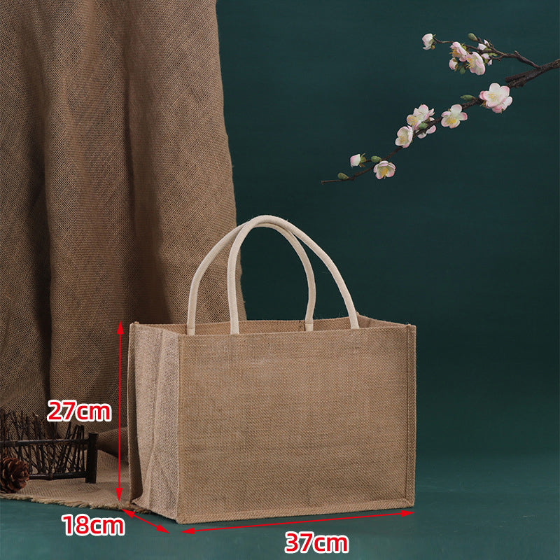 Blank Jute Beach Shopping Handbag Burlap Tote Bag Gift Handle Bags Large