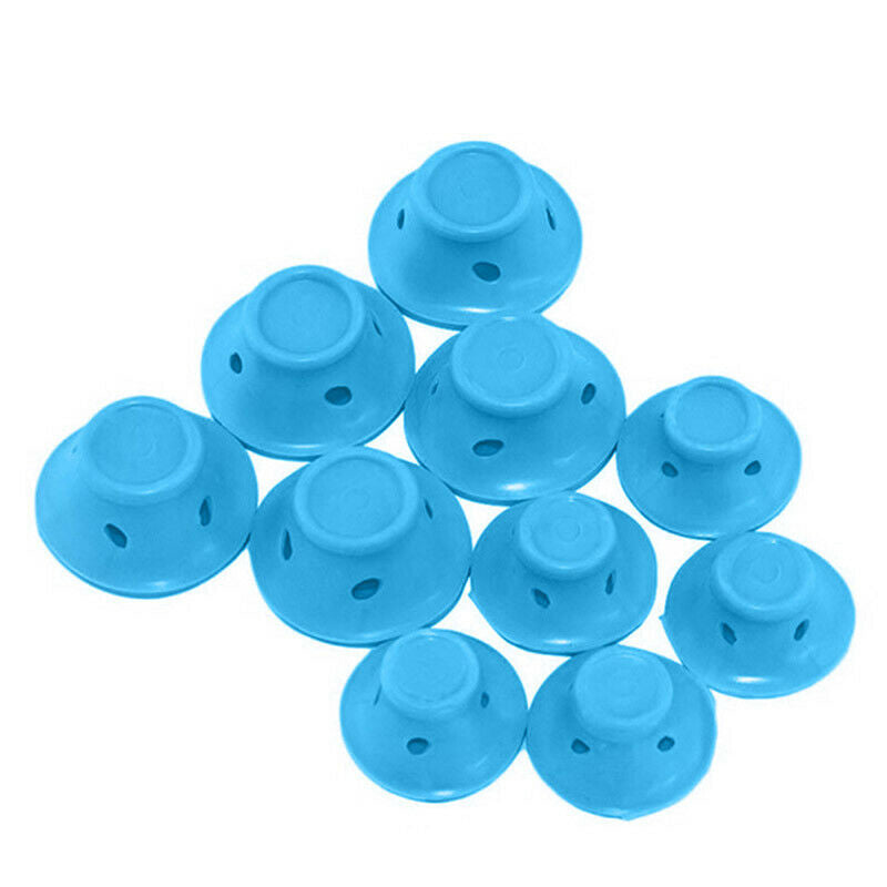 10PCS DIY Magic Silicone Soft Rollers Care Heatless Hair Curlers Clip Blue