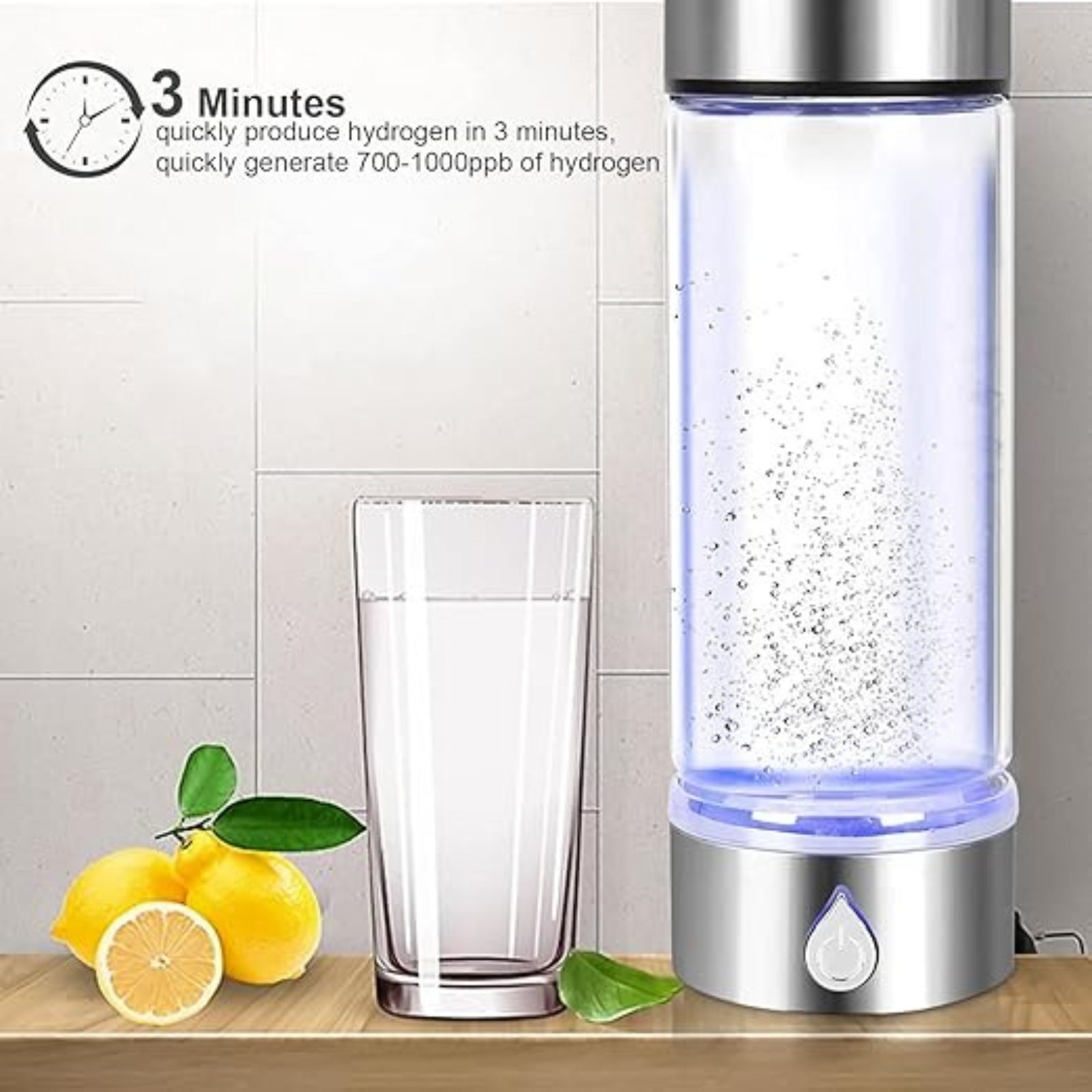 420ml Silver Portable Hydrogen Alkaline Water Generator Ionizer Cup Mug Bottle