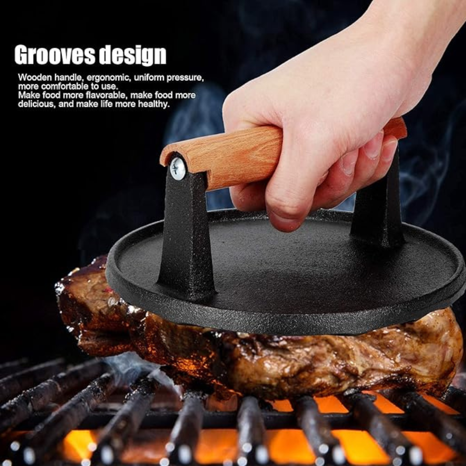 Smasher Utensils Grill BBQ Cast Iron Burger Press Making Hamburger Steak Meat