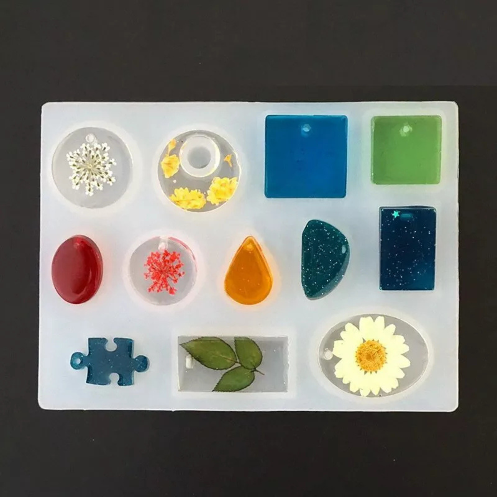 DIY Resin Supplies Necklace Mold Craft 12 Silicone Mould Pendant Jewelry Making