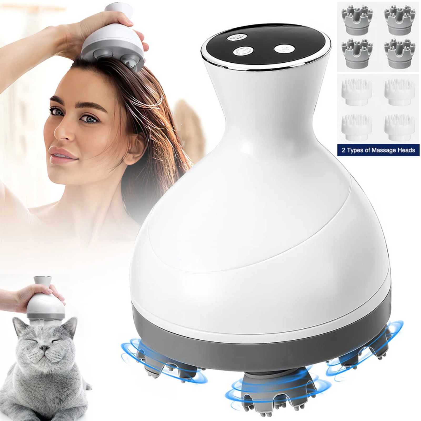 Rechargeable Scalp Massager Shower Comb with Silicone Brush