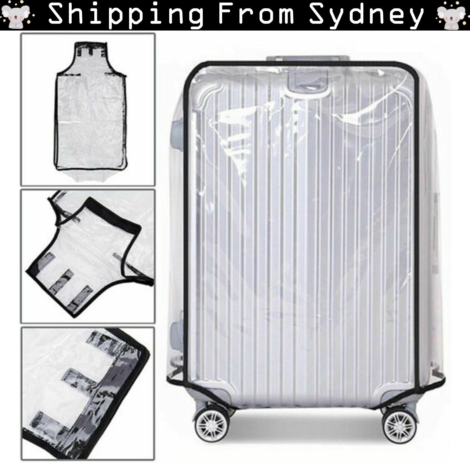 28" Clear PVC Travel Luggage Protector Transparent Waterproof Suitcase Cover