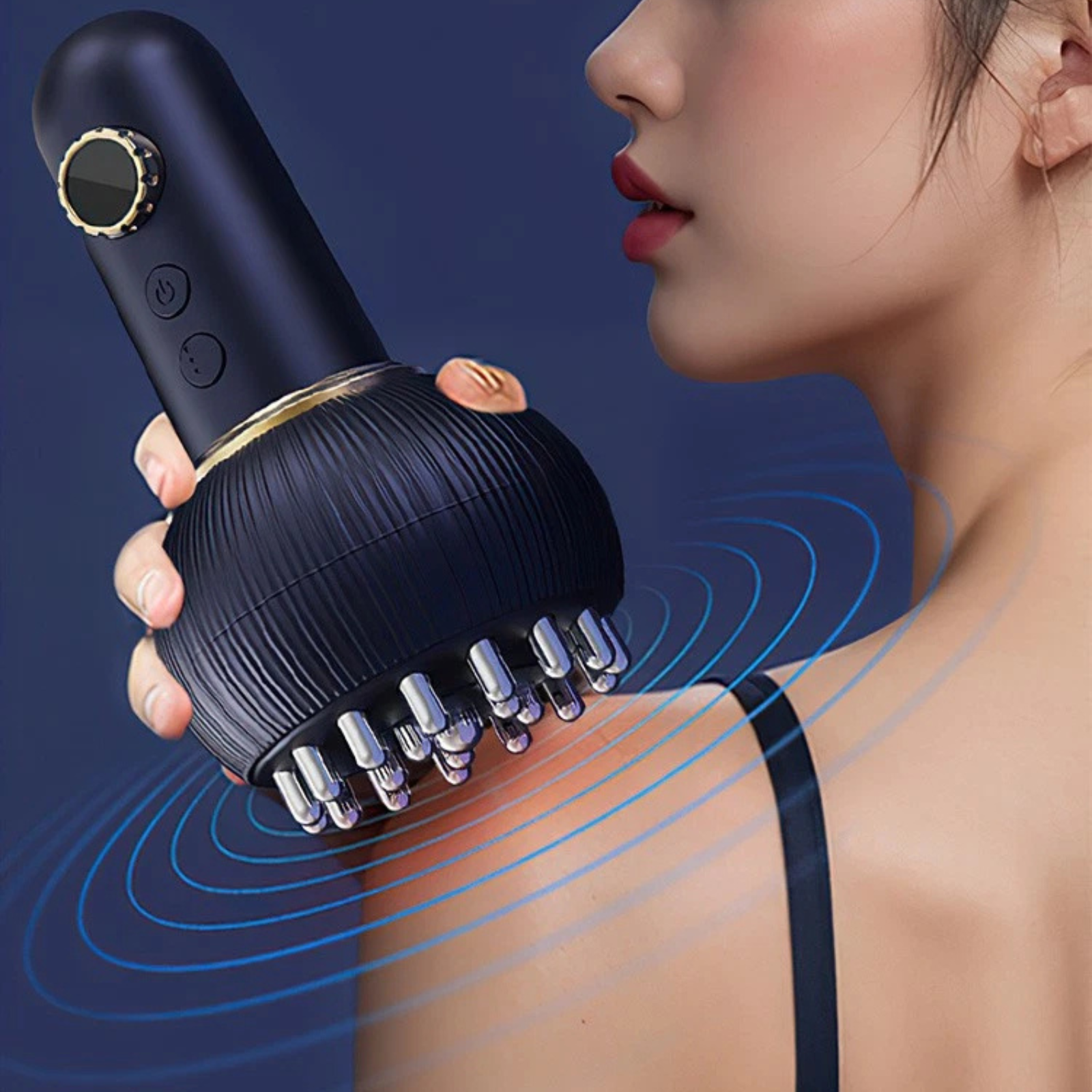 Rechargeable Massage Brush with Red Light and Heating Function