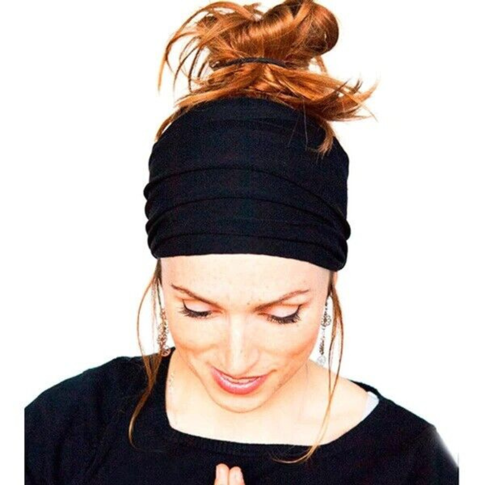 Elastic Stretch Headband Turban Running Soft Wide Hairband Yoga Head Wrap Black