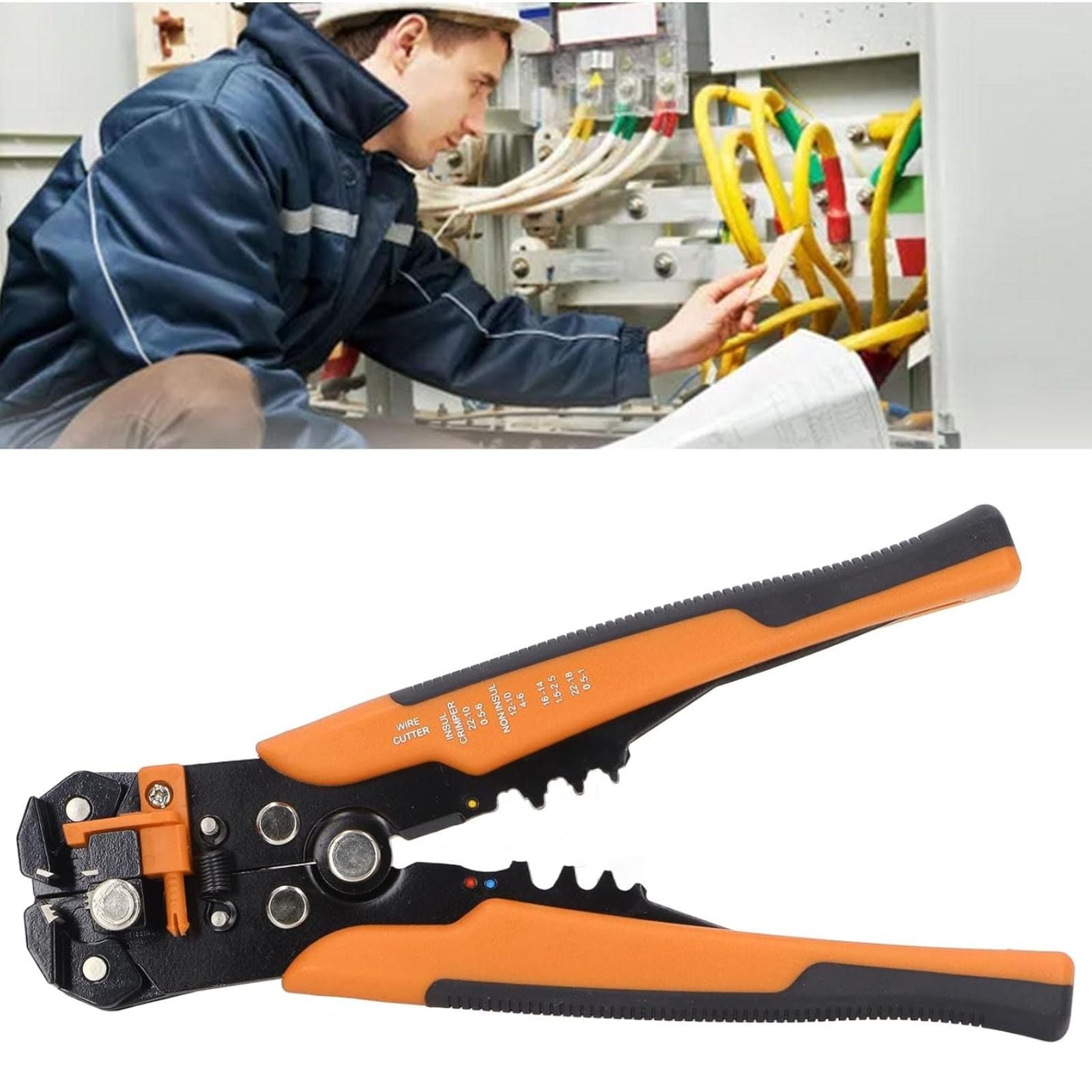 Orange Pliers Stripper Tool Automatic Terminal Cutter Electric Cable Crimper
