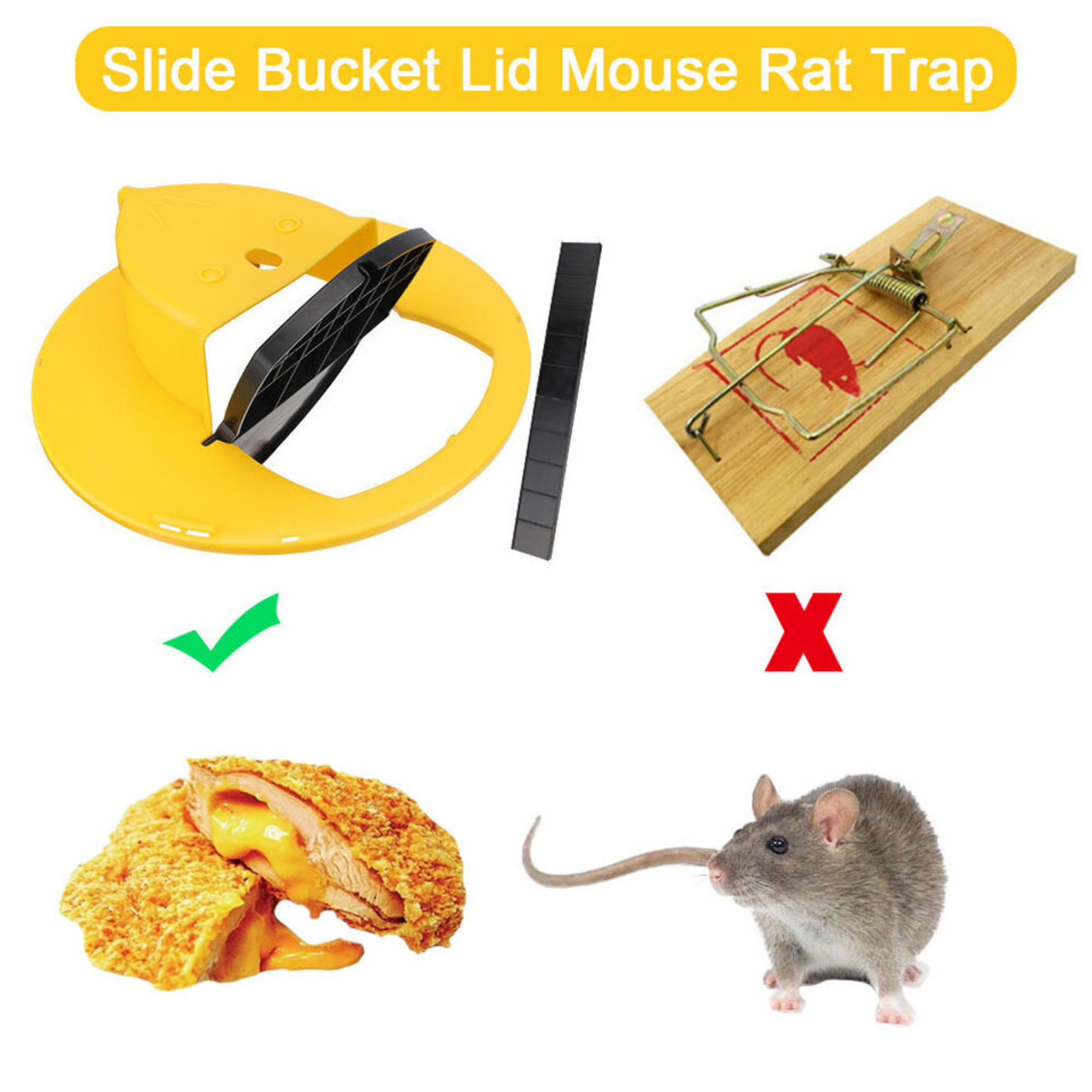 Mousetrap Catcher With Ladder Bucket Lid Mice Rat Trap Flip Slide Bucket