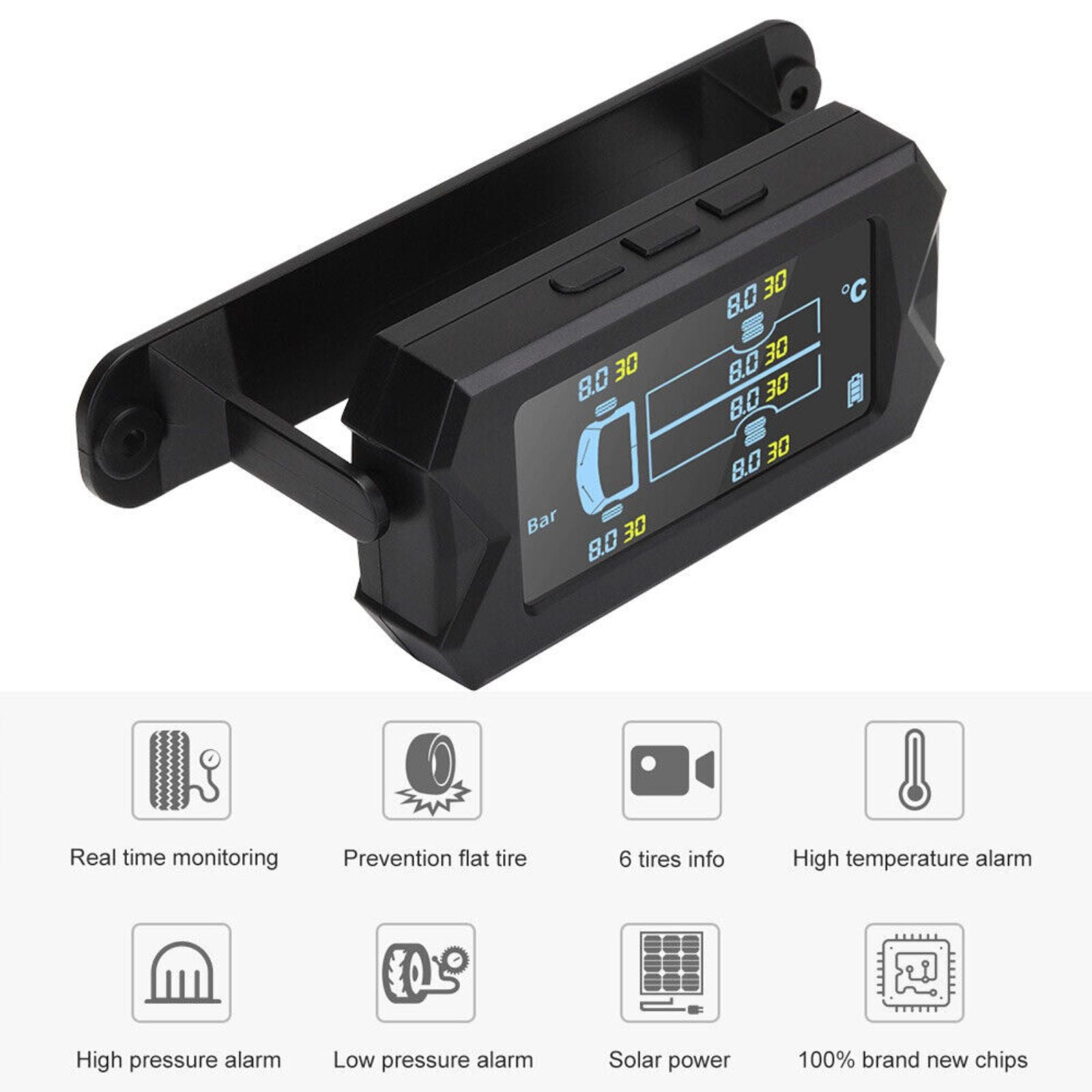 Tyre Pressure Monitoring System Digital LCD Caravan RV Trailer Sensors TPMS