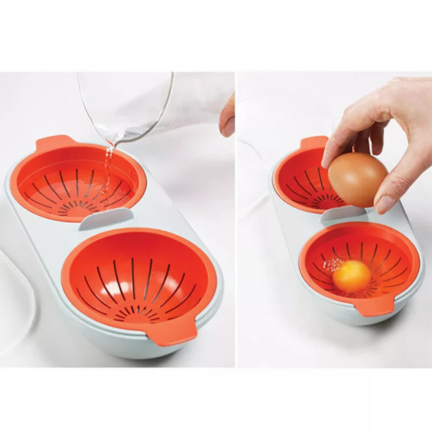 Sandwich Breakfast Cooker Egg Poacher Microwave Oven Kitchen Novelty Orange