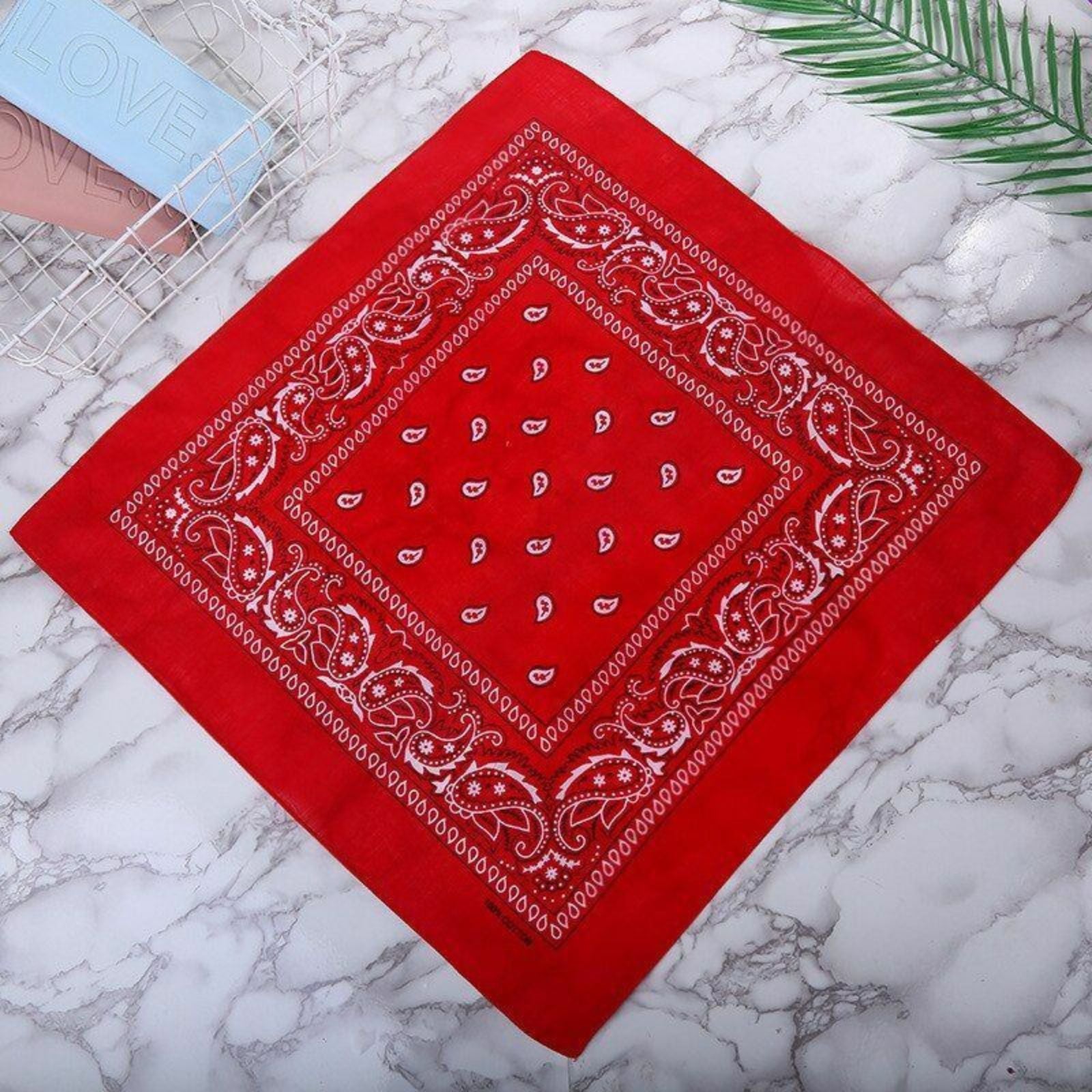 Paisley 100% Cotton Red Bandanas Head Wrap Durag Summer Scarf