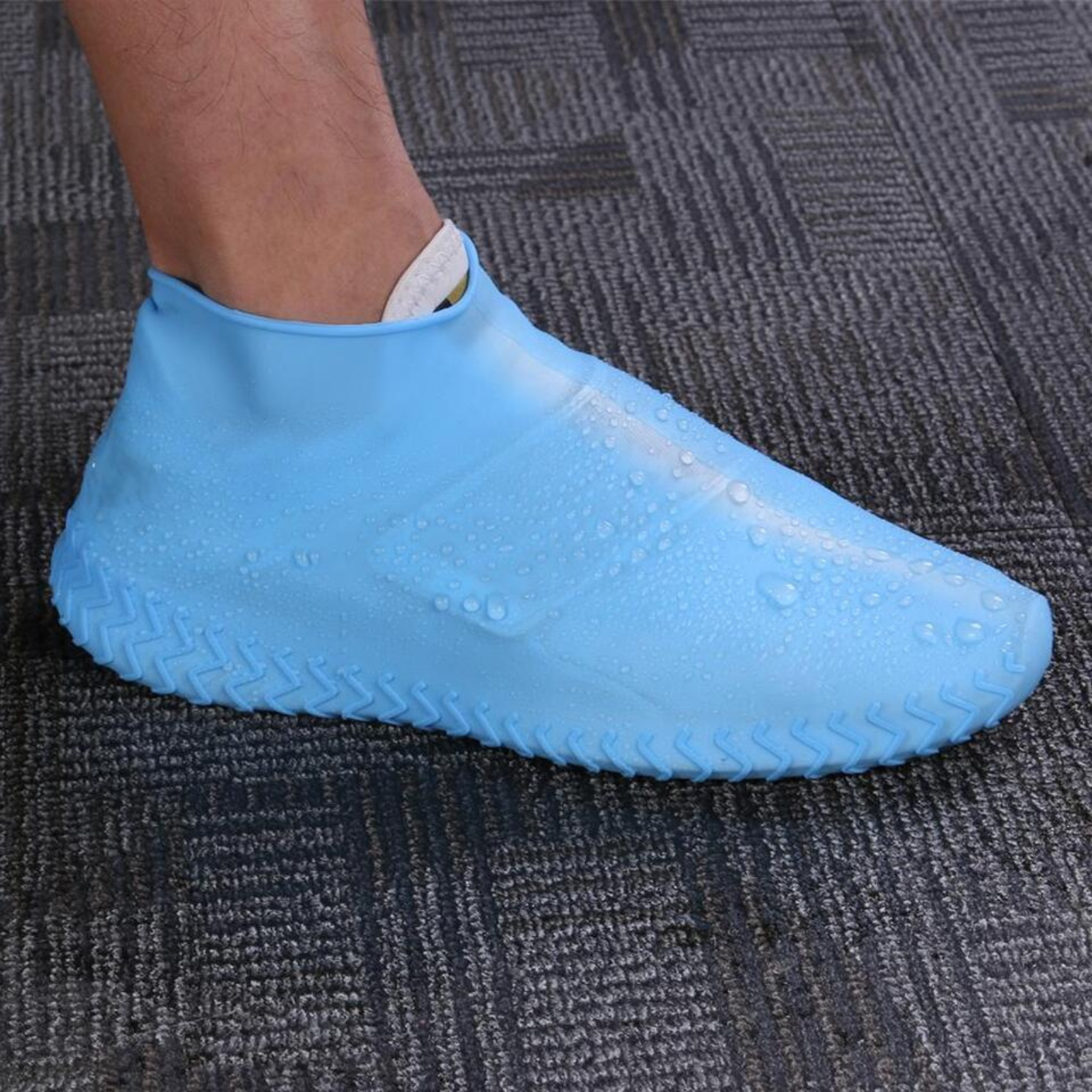 RUBBER Foot Large Non Slip Rain Water SHOE COVER WATERPROOF Silicone Blue