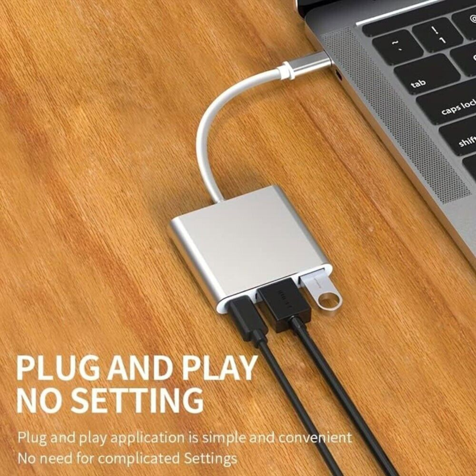 MacBook Pro 3.0 Adapter Converter Cable 3 In 1 Hub Type C To USB-C HDMI USB