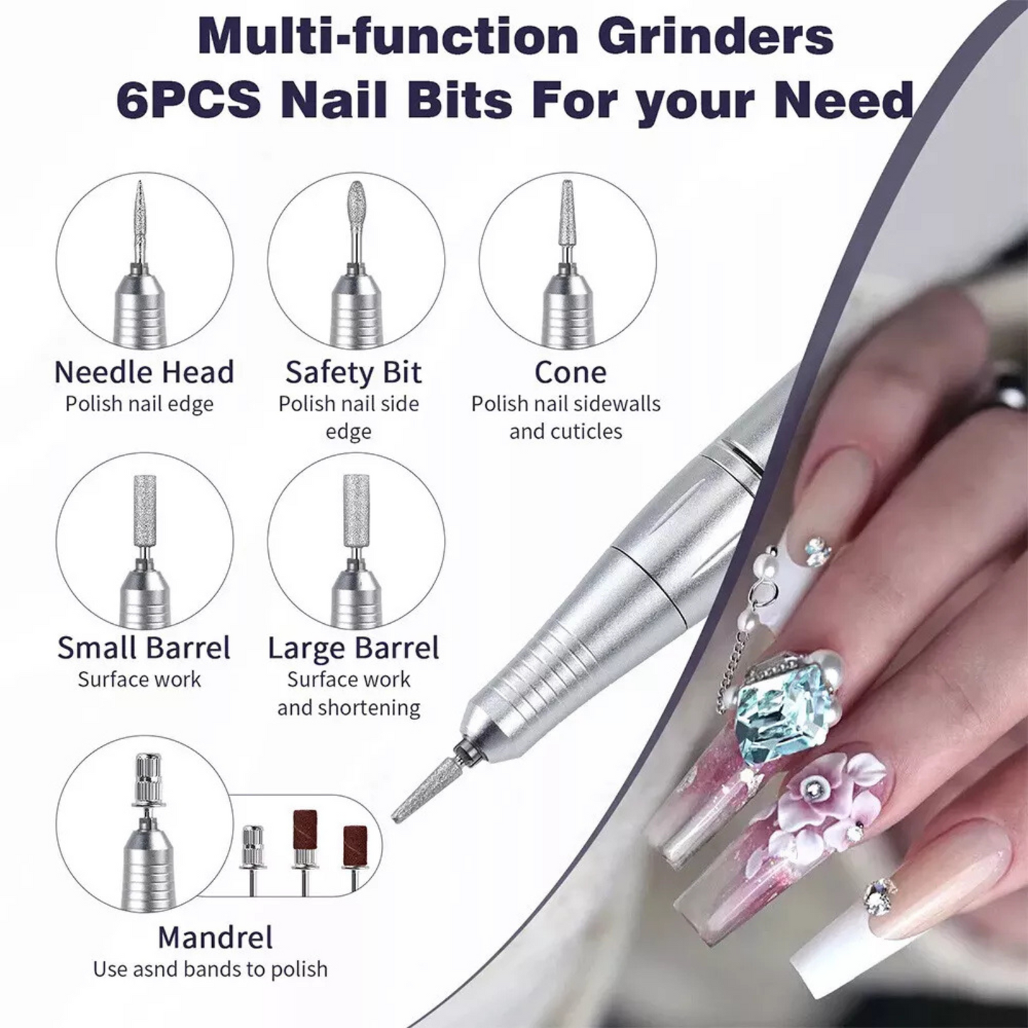 Professional Portable Nail 45000RPM Rechargeable Electric Nail Drill Machine