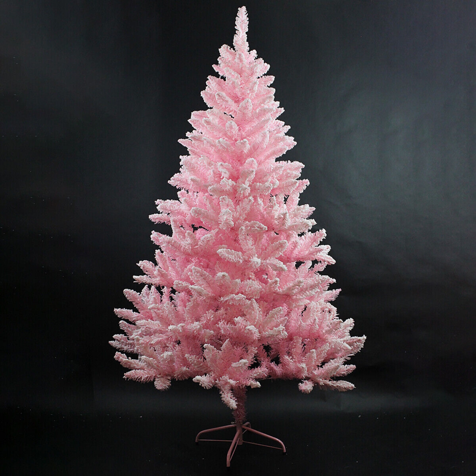 6FT Pink Christmas Fluffy Tips Metal Stand Easy Assemble