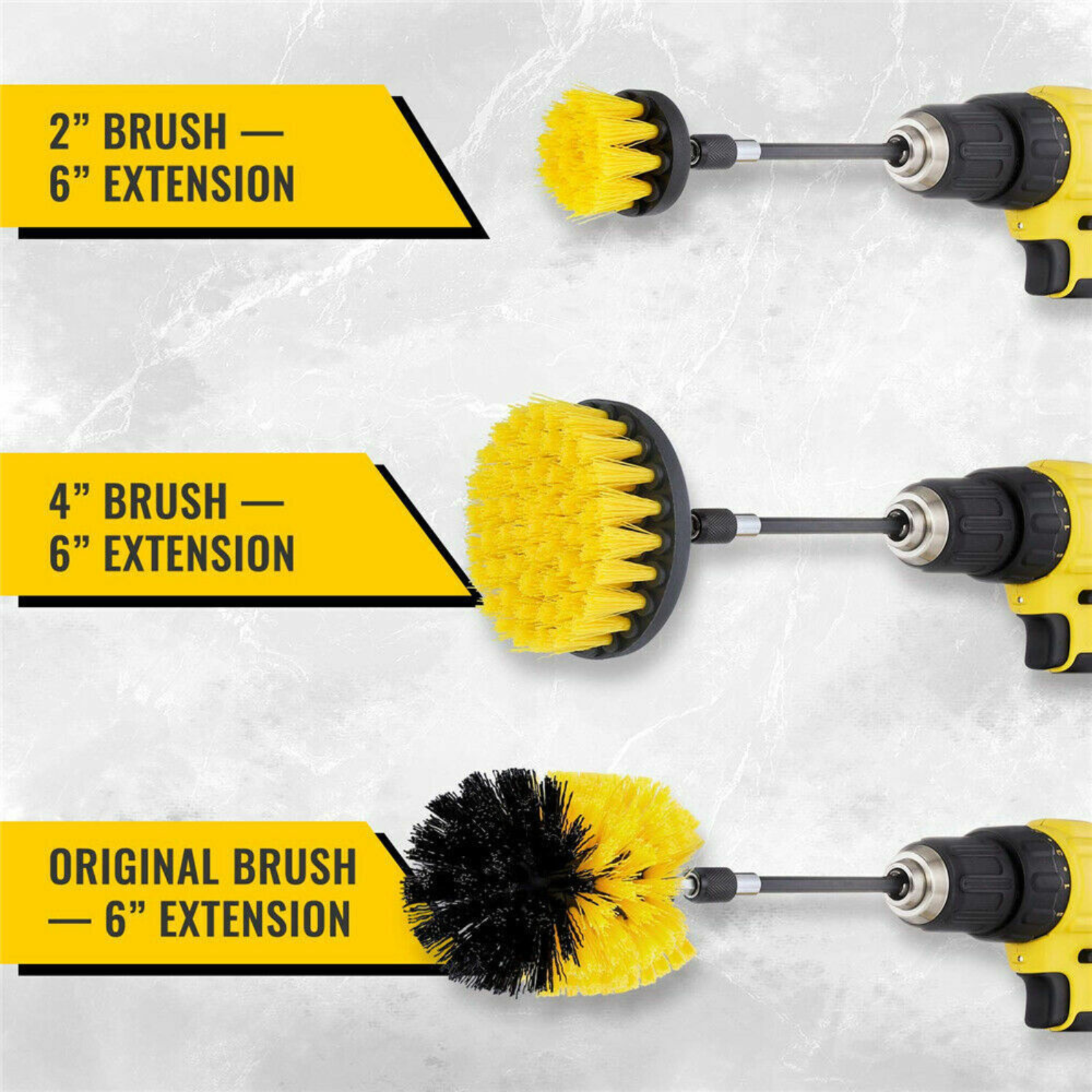 Brush Tub Cleaner Combo Tool Kit Grout Power Scrubber Cleaning Drill Yellow
