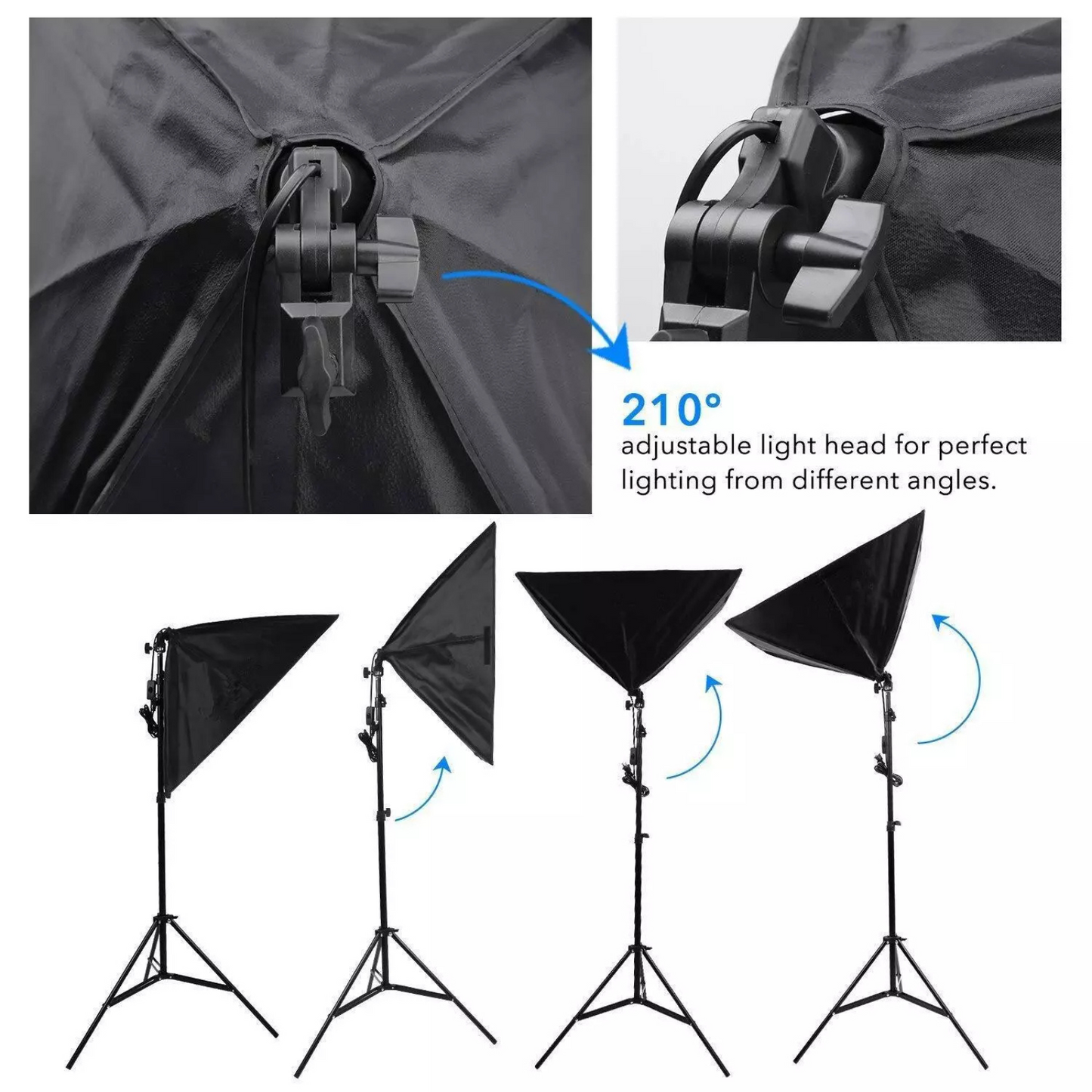 Lighting Soft Box Lights Stand Kit Photography Dimmable RGB LED Softbox 2x150W