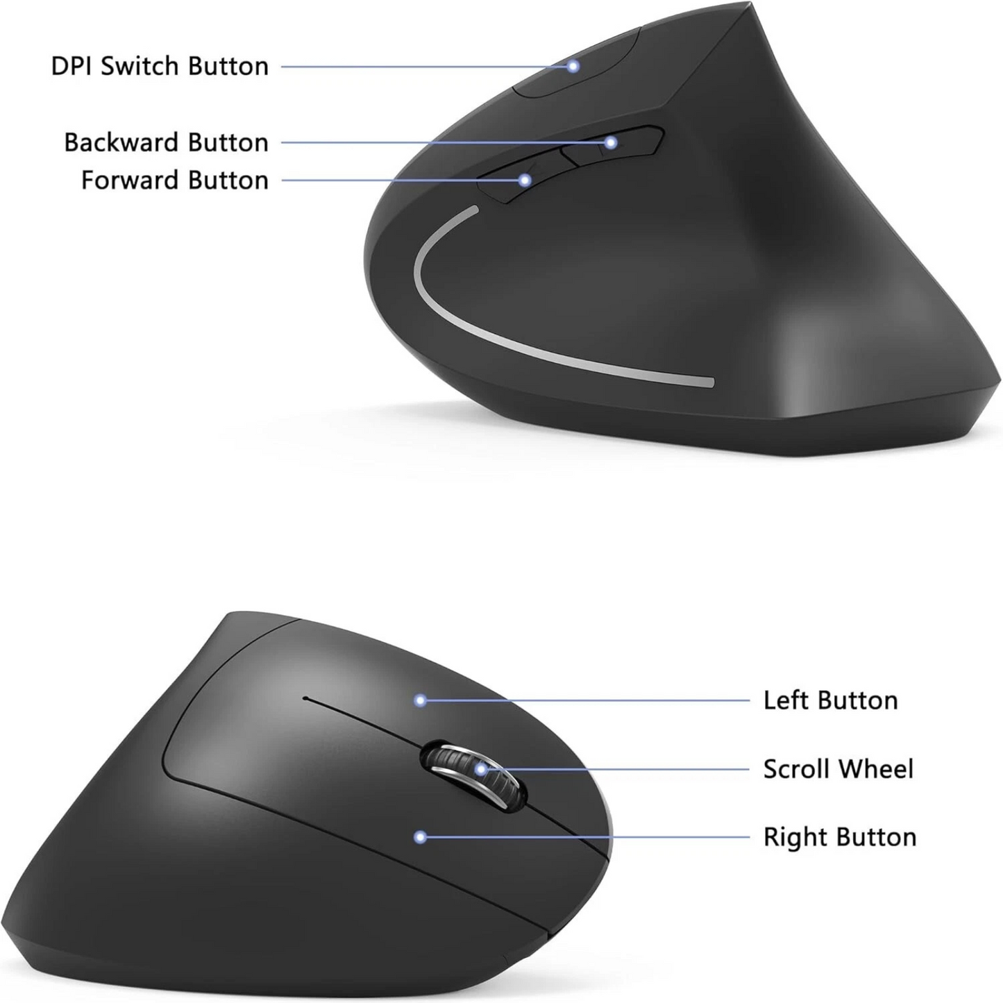 Wireless Vertical Gaming Mouse Ergonomic Rechargeable USB Mouse