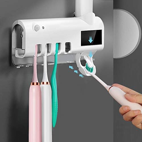 Automatic Toothpaste Dispenser Toothbrush Holder UV Steriliser Squeezer White